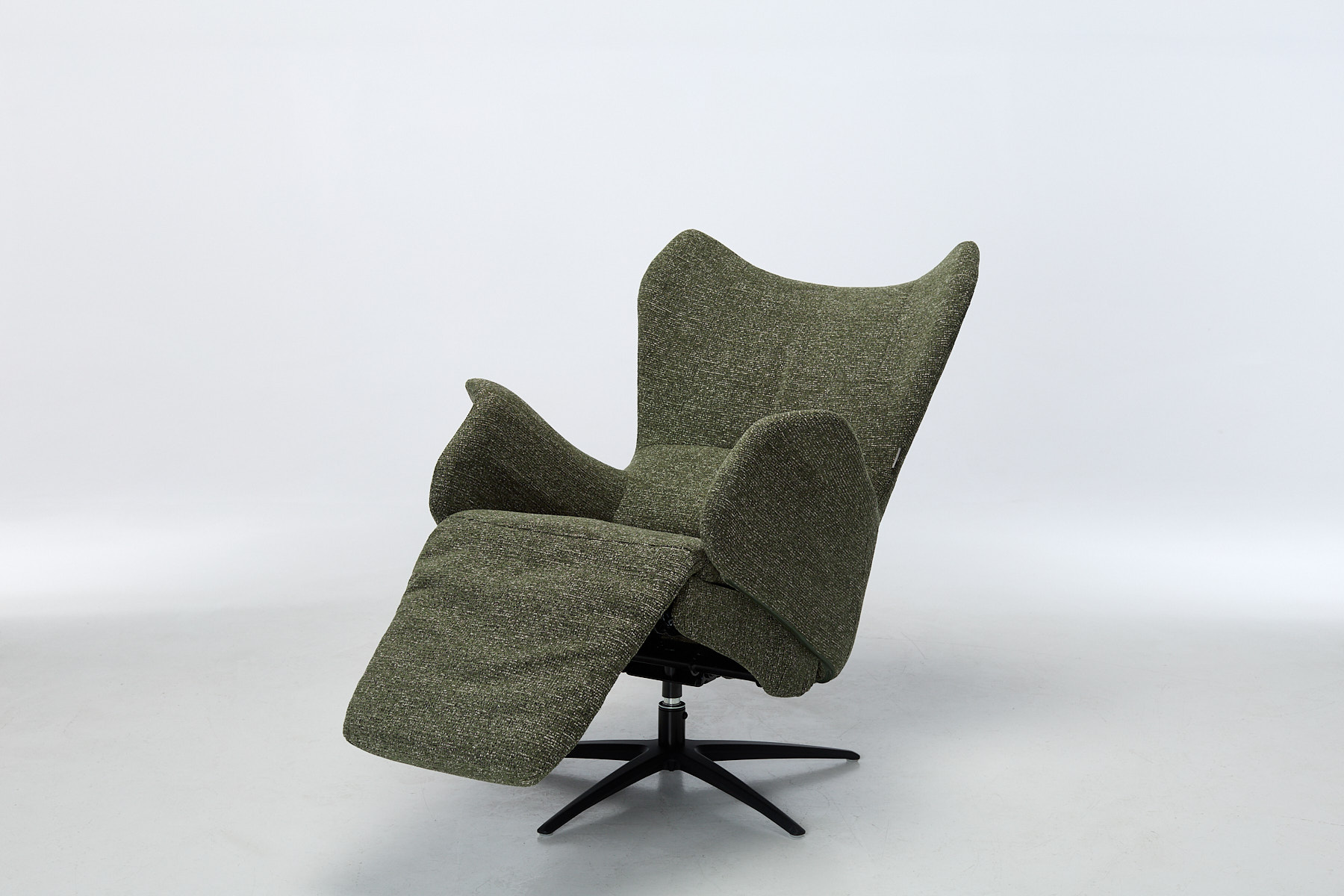 Utah Zero Gravity Swivel Electric Recliner Armchair - Kelly Green Chenille Fabric