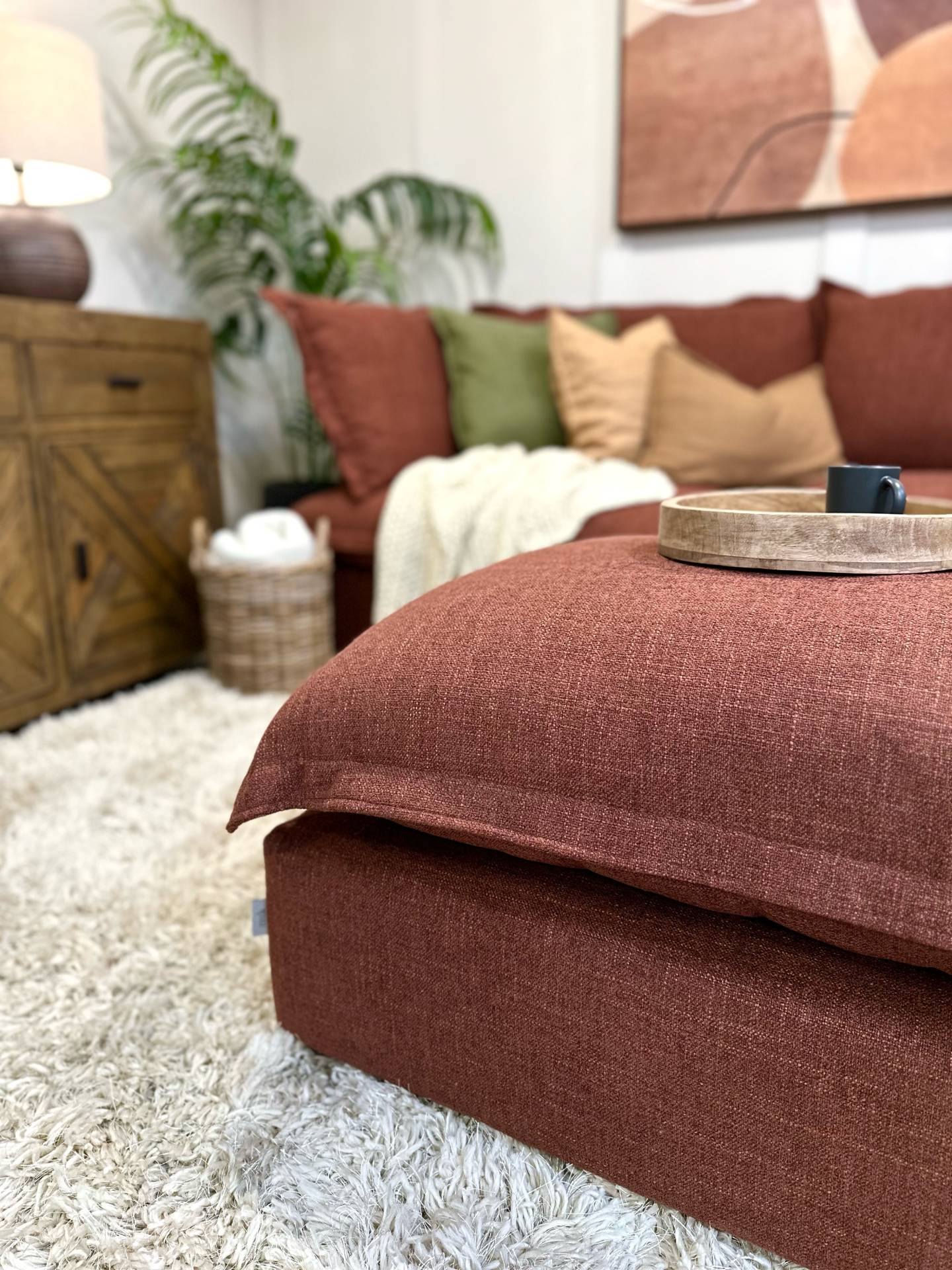 Aura Berry Footstool at Furniture Outlet