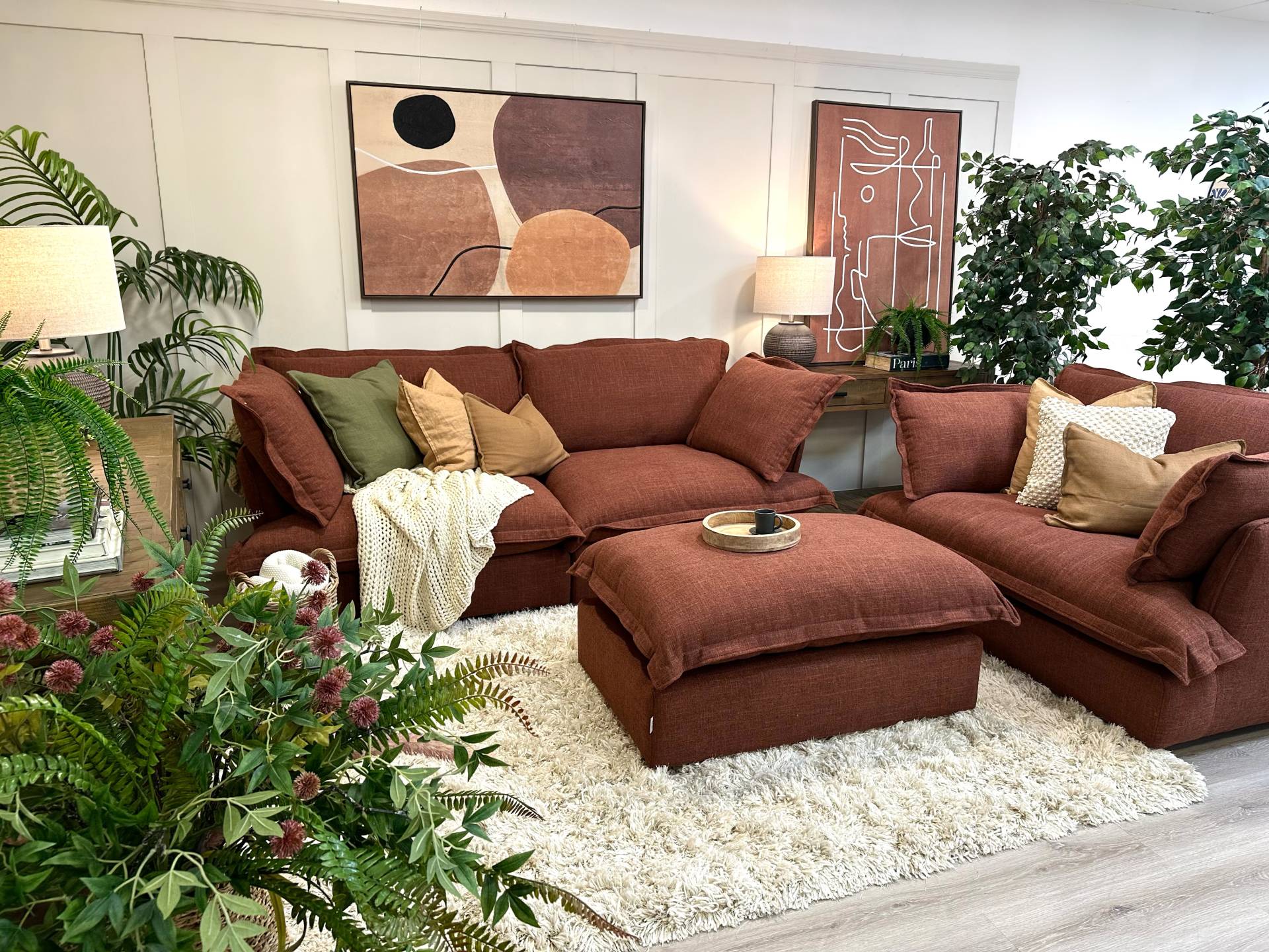 Aura Berry Snuggle Chair, Sofa & Footstool at Furniture Outlet