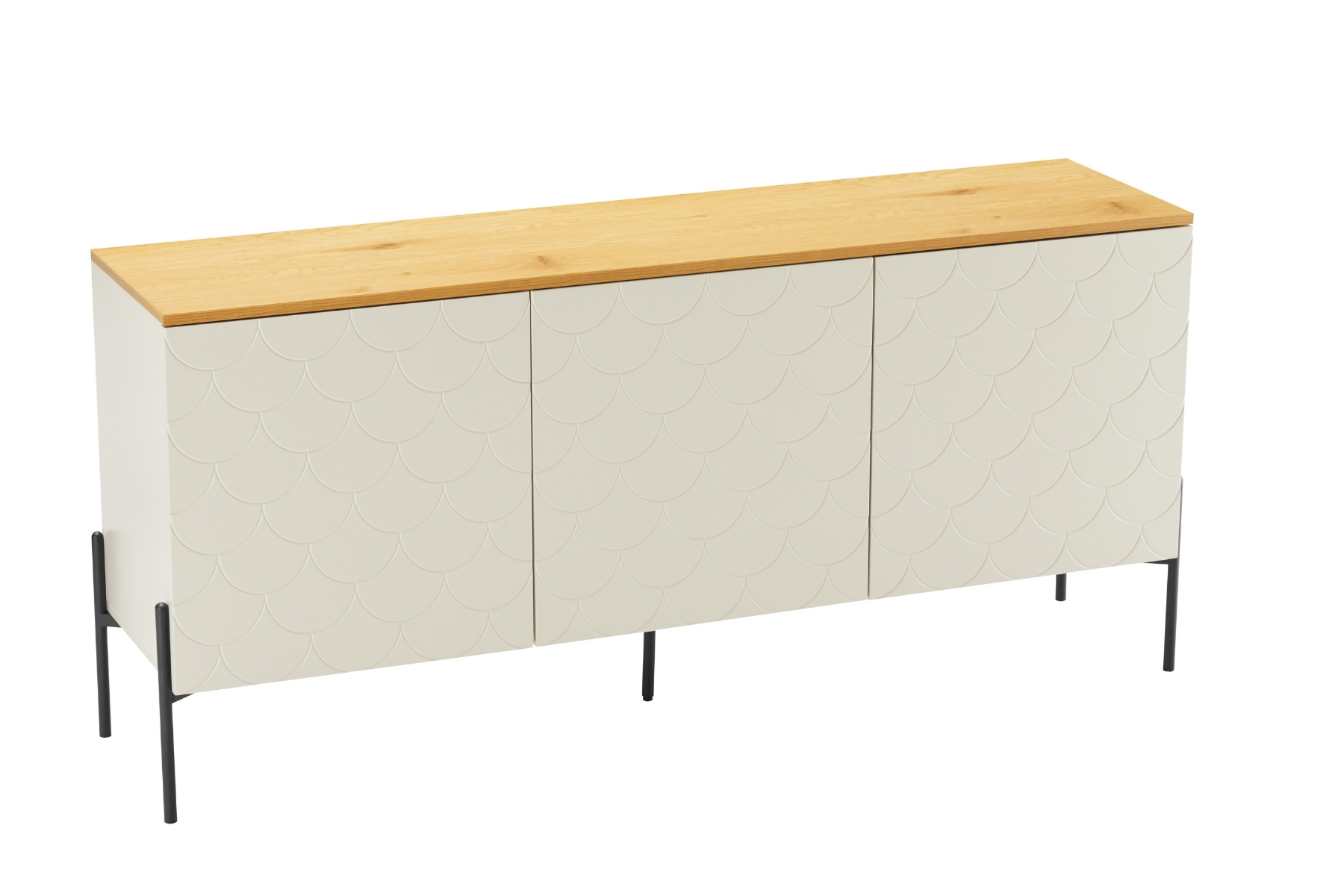 Colmar Sideboard - 1.6m Dove Grey 3 Door Sideboard with Oak Effect Top
