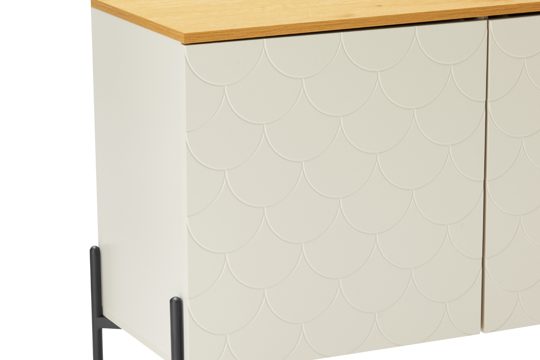 Colmar Sideboard - 1.6m Dove Grey 3 Door Sideboard with Oak Effect Top