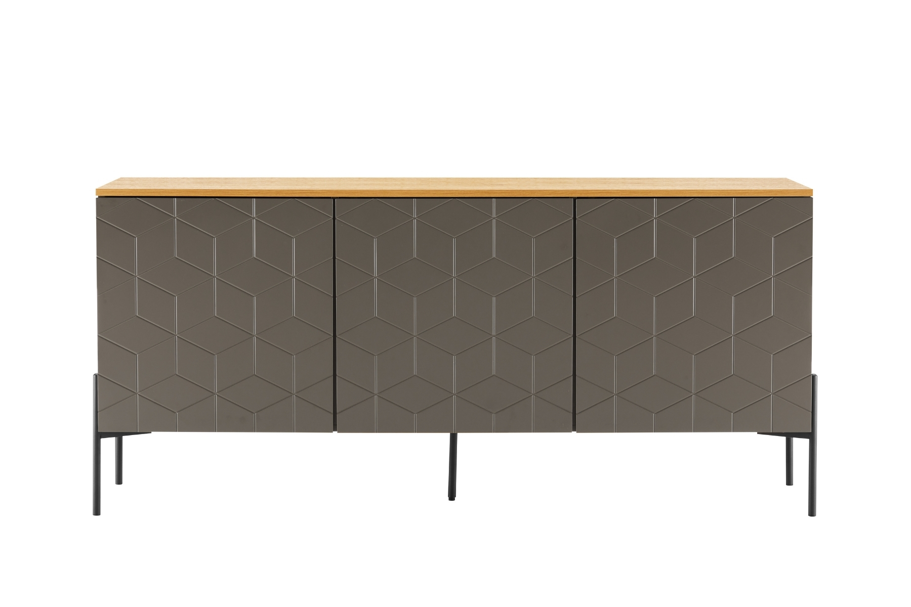 Colmar - Mocha Grey 3 Door Sideboard with Oak Effect Top