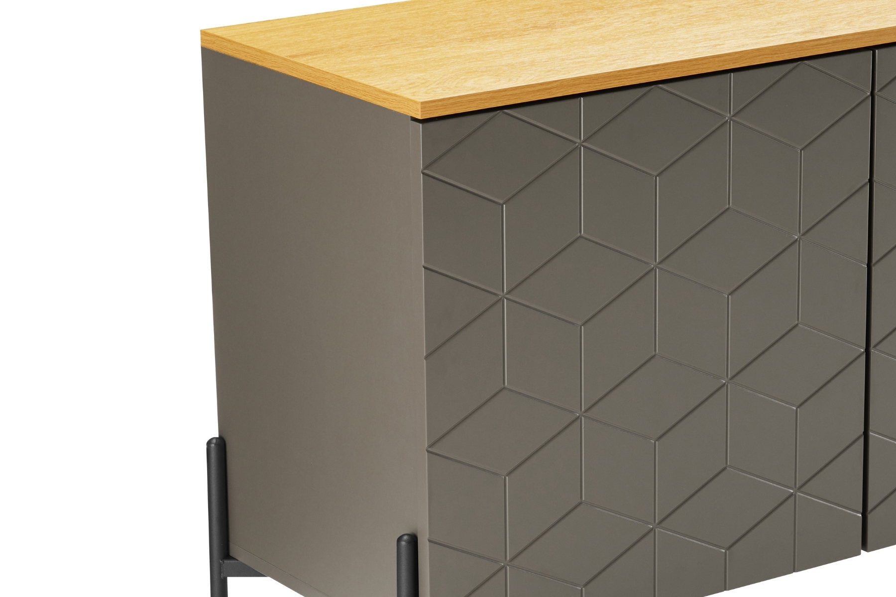 Colmar - Mocha Grey 3 Door Sideboard with Oak Effect Top