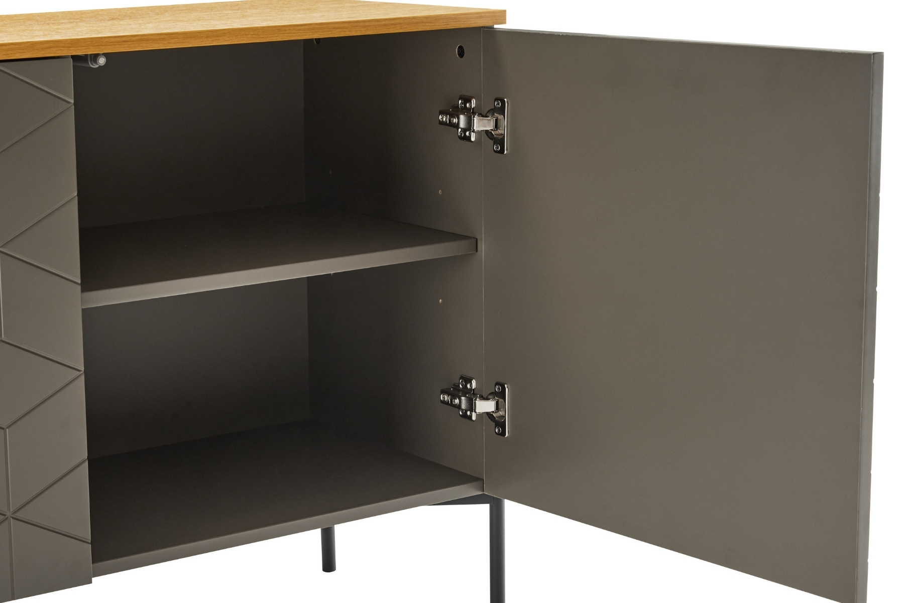 Colmar - Mocha Grey 3 Door Sideboard with Oak Effect Top