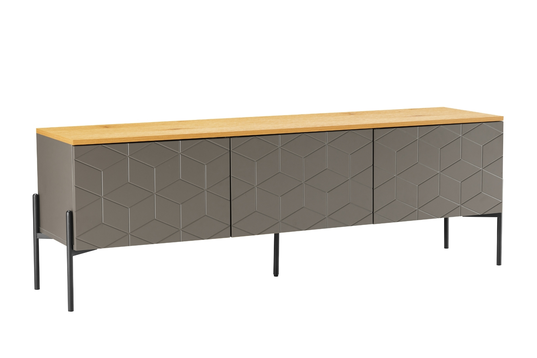 Colmar - Mocha Grey 3 Door TV Unit with Oak Effect Top
