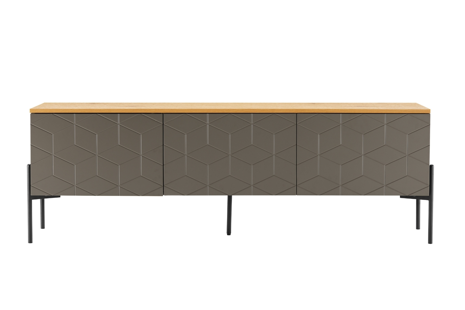 Colmar - Mocha Grey 3 Door TV Unit with Oak Effect Top