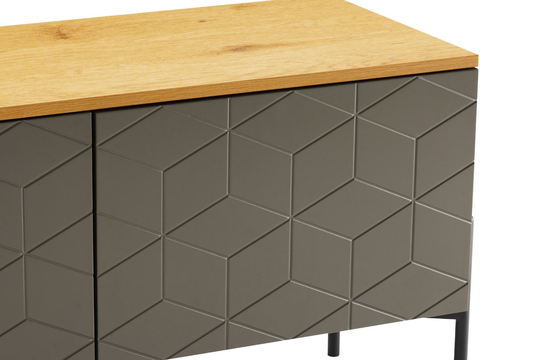 Colmar - Mocha Grey 3 Door TV Unit with Oak Effect Top