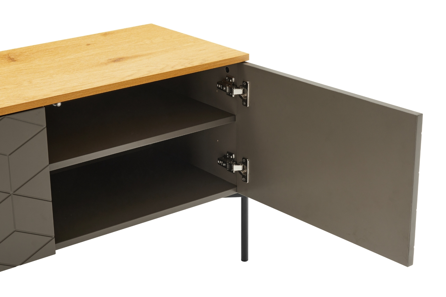 Colmar - Mocha Grey 3 Door TV Unit with Oak Effect Top