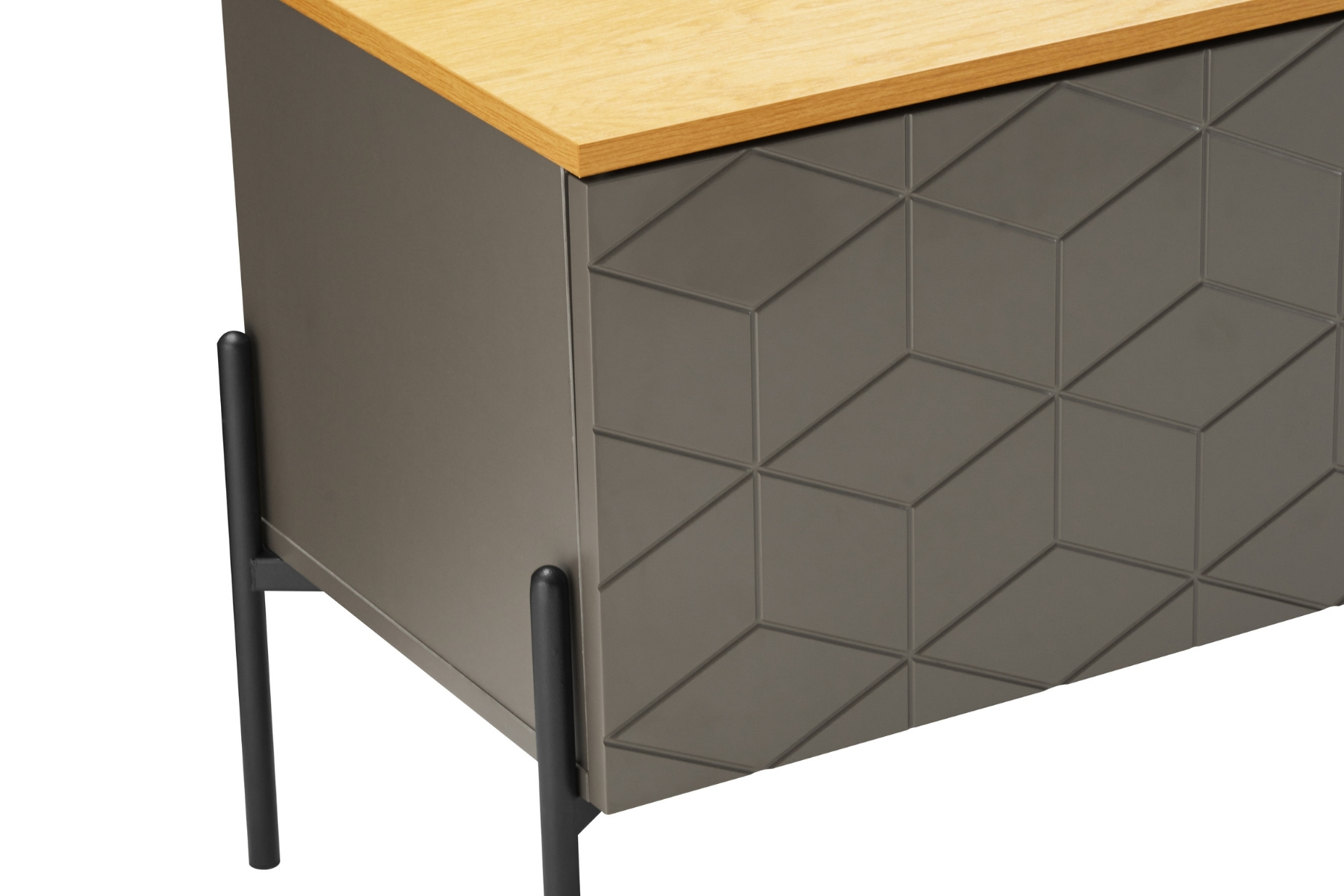 Colmar - Mocha Grey 3 Door TV Unit with Oak Effect Top