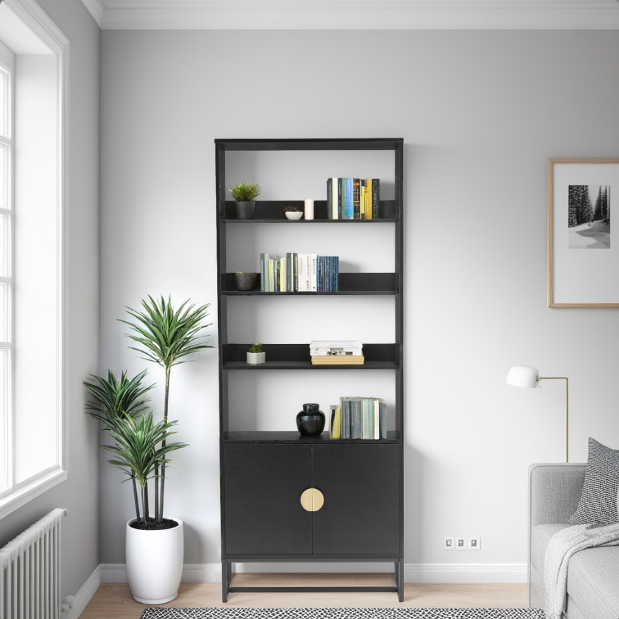 Oslo black bookshelf at Furniture Outlet