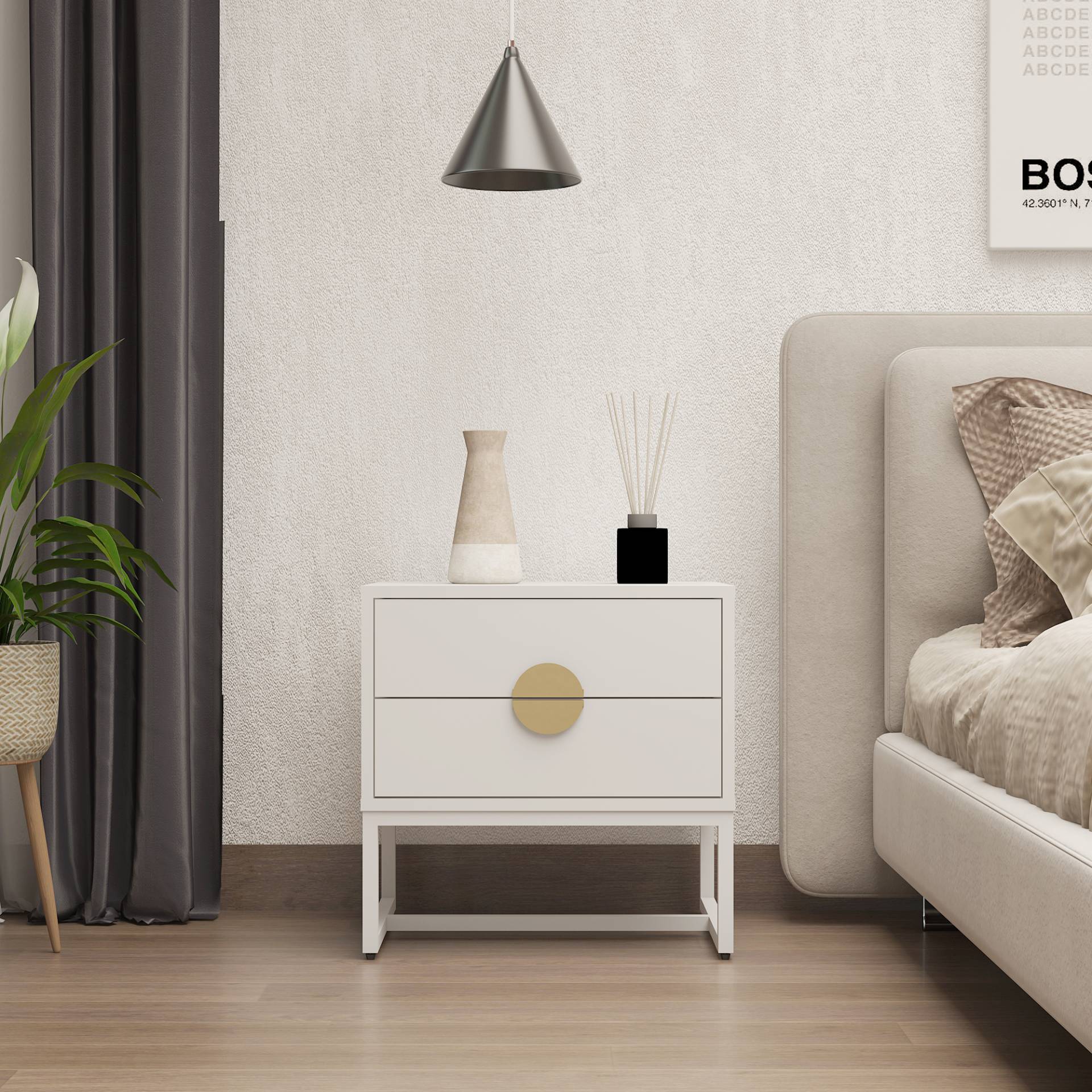 Oslo white bedside table at Furniture Outlet