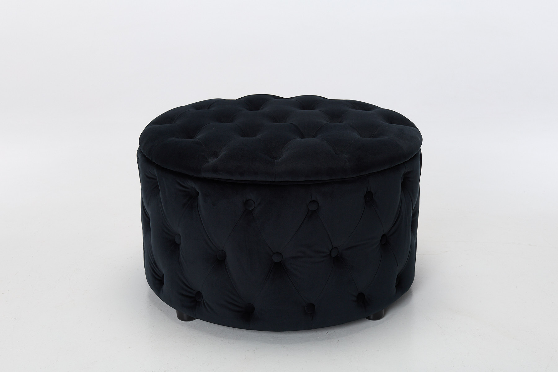 Sadie Storage Footstool - Black Velvet