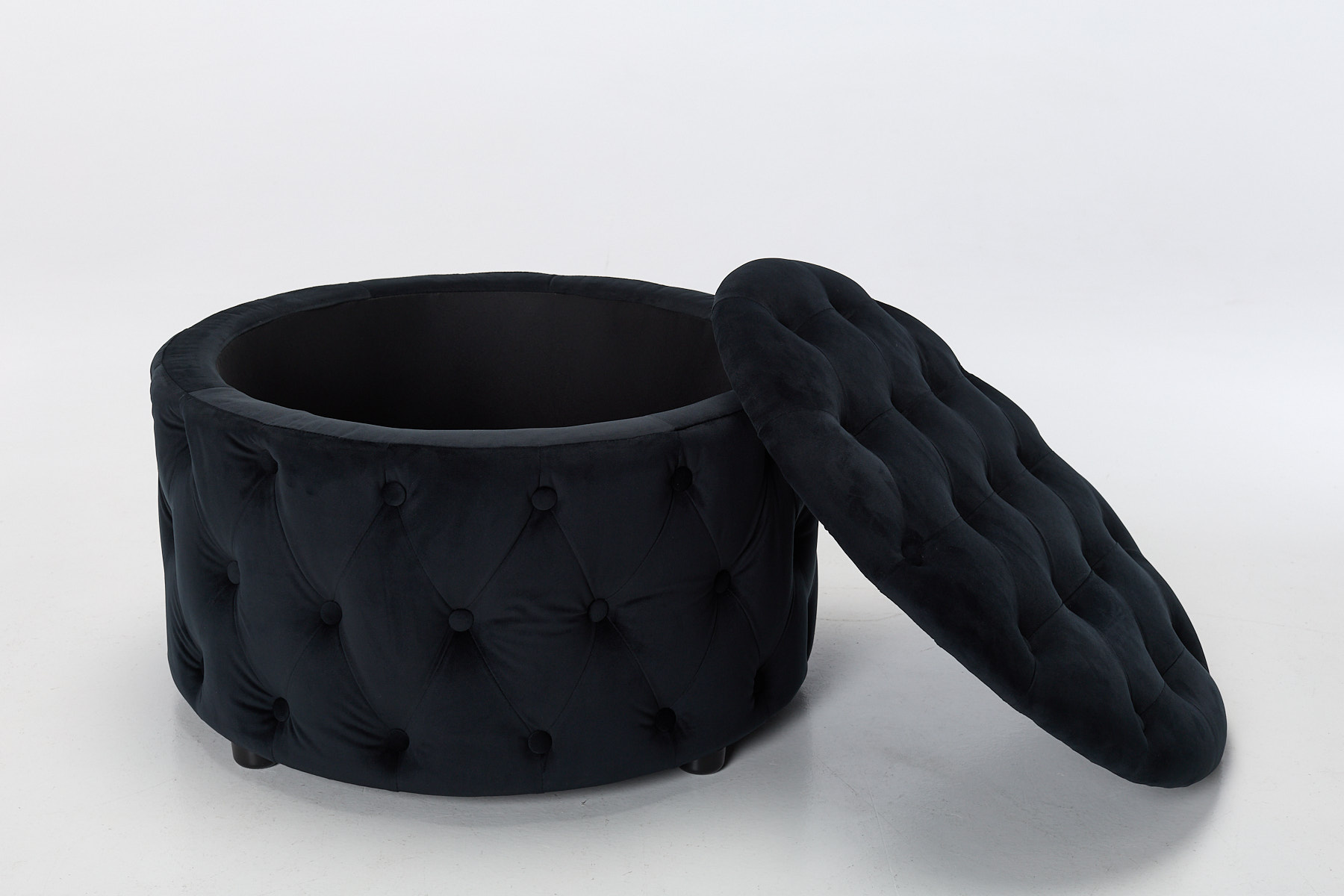 Sadie Storage Footstool - Black Velvet