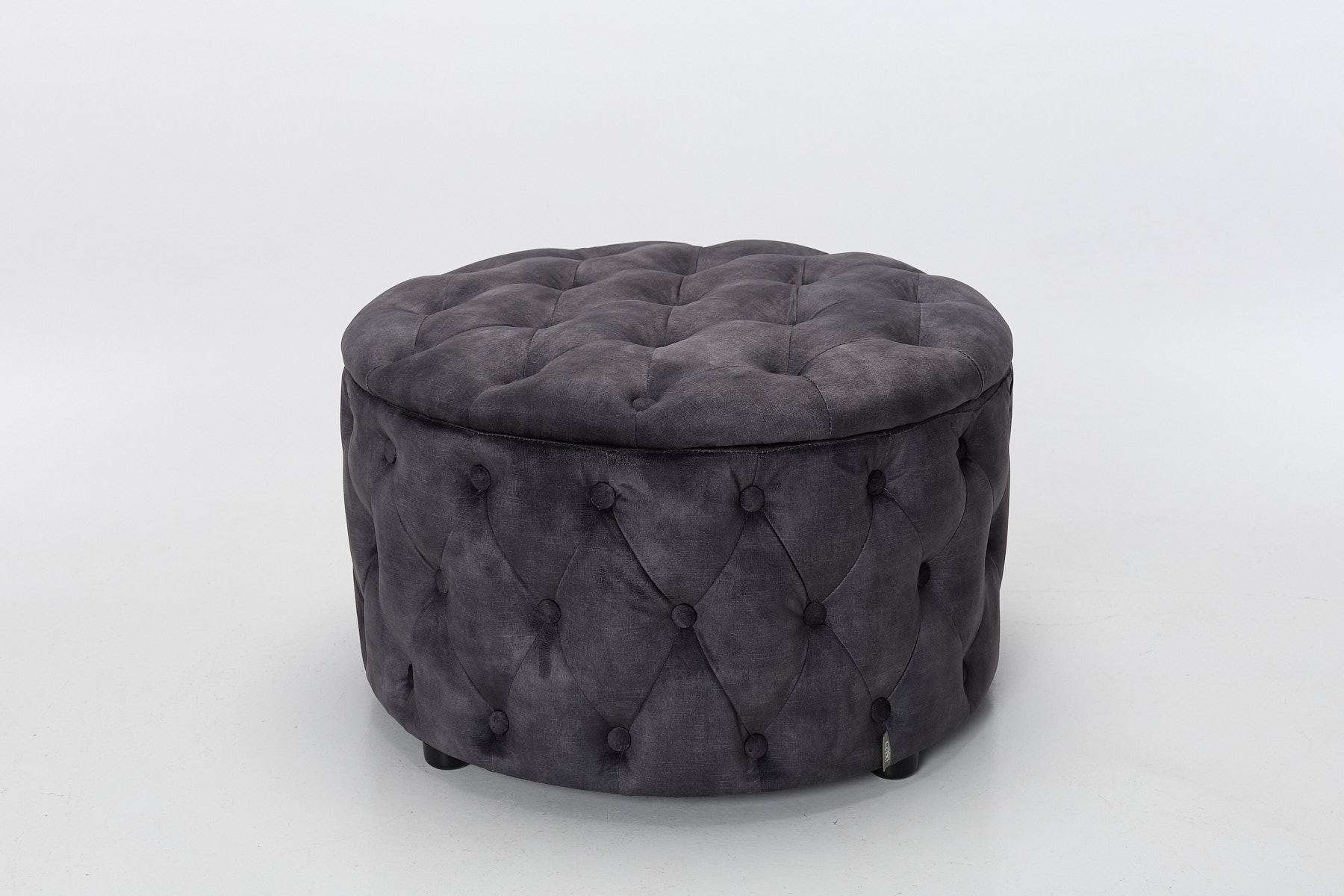 Sadie Storage Footstool - Grey Mocha Mottled Velvet