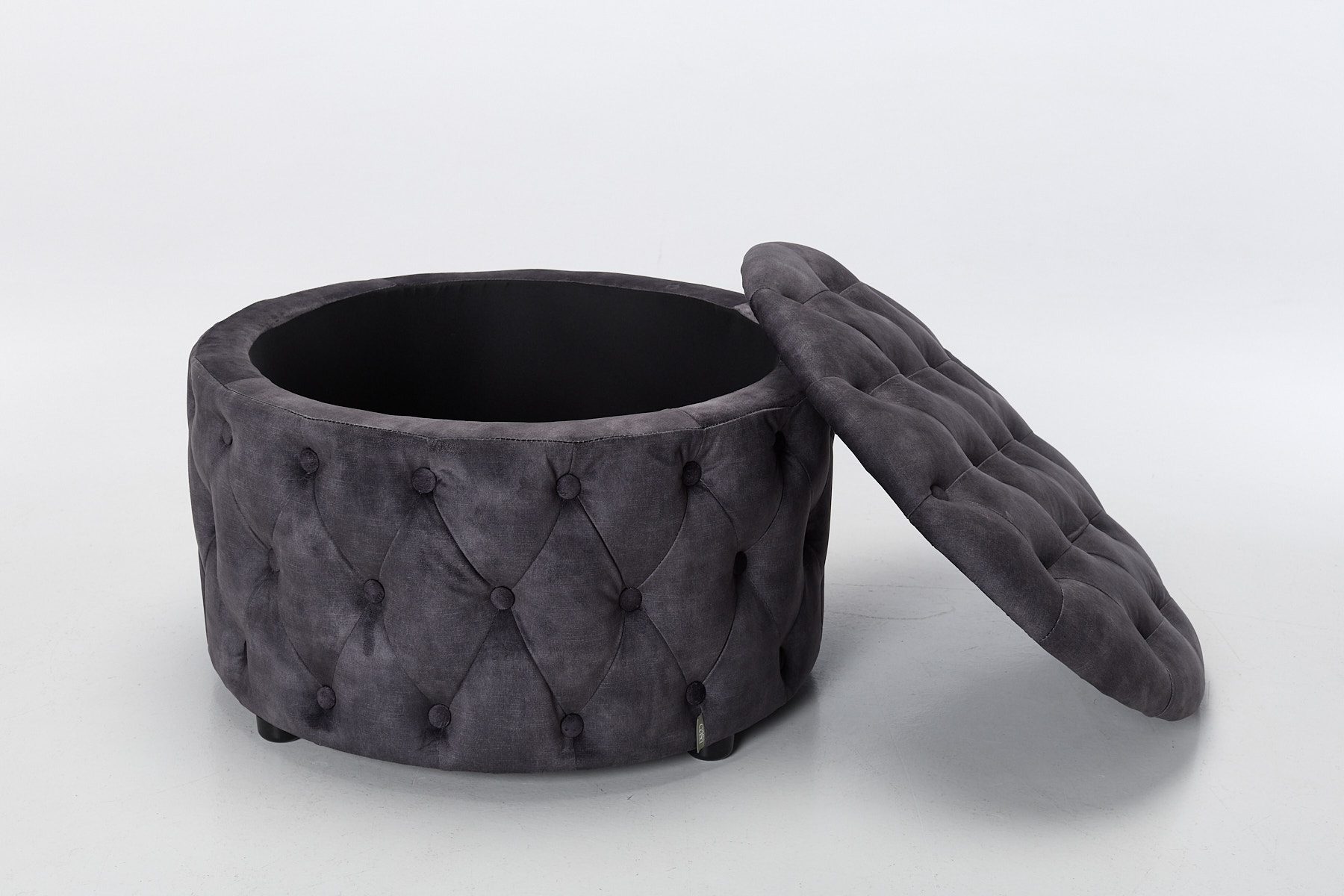 Sadie Storage Footstool - Grey Mocha Mottled Velvet