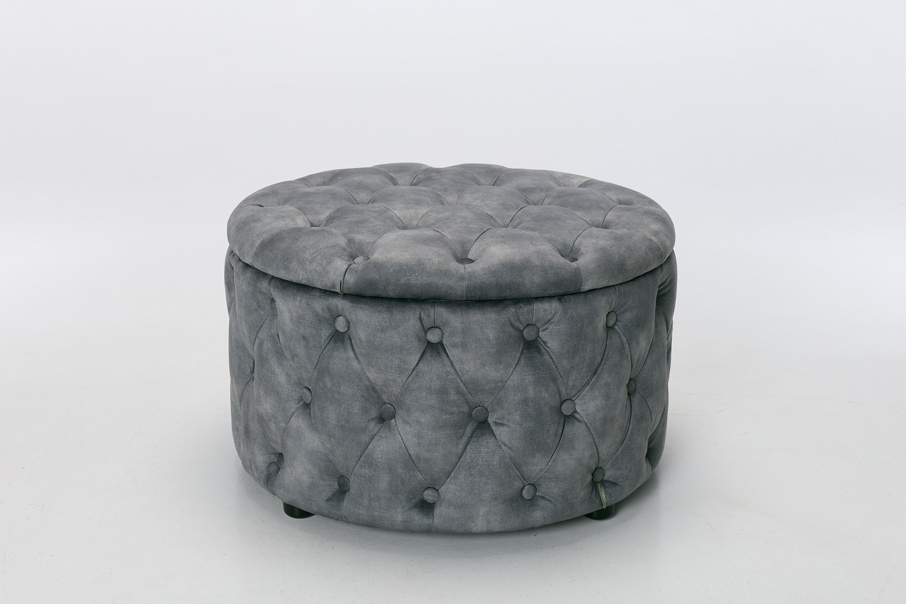 Sadie Storage Footstool - Grey Mottled Velvet