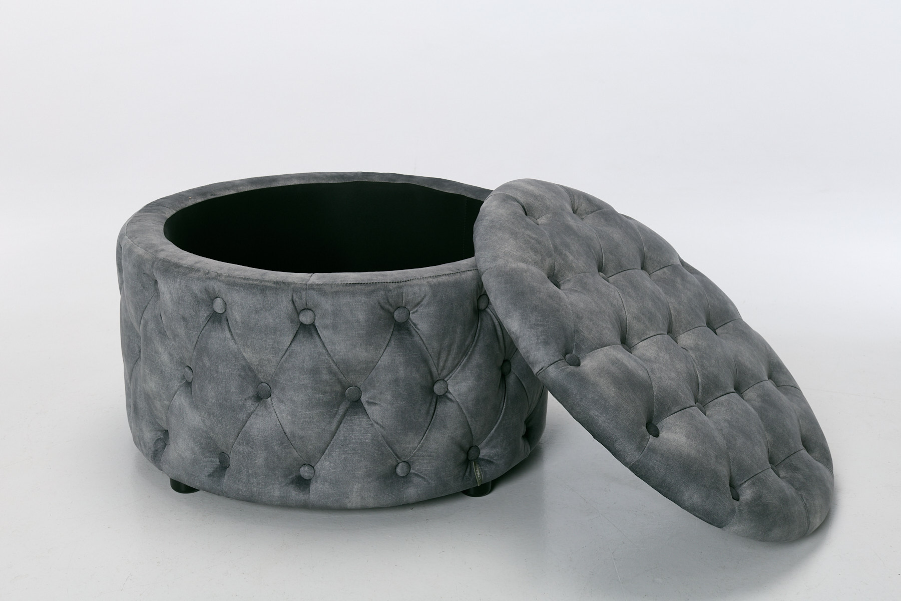 Sadie Storage Footstool - Grey Mottled Velvet