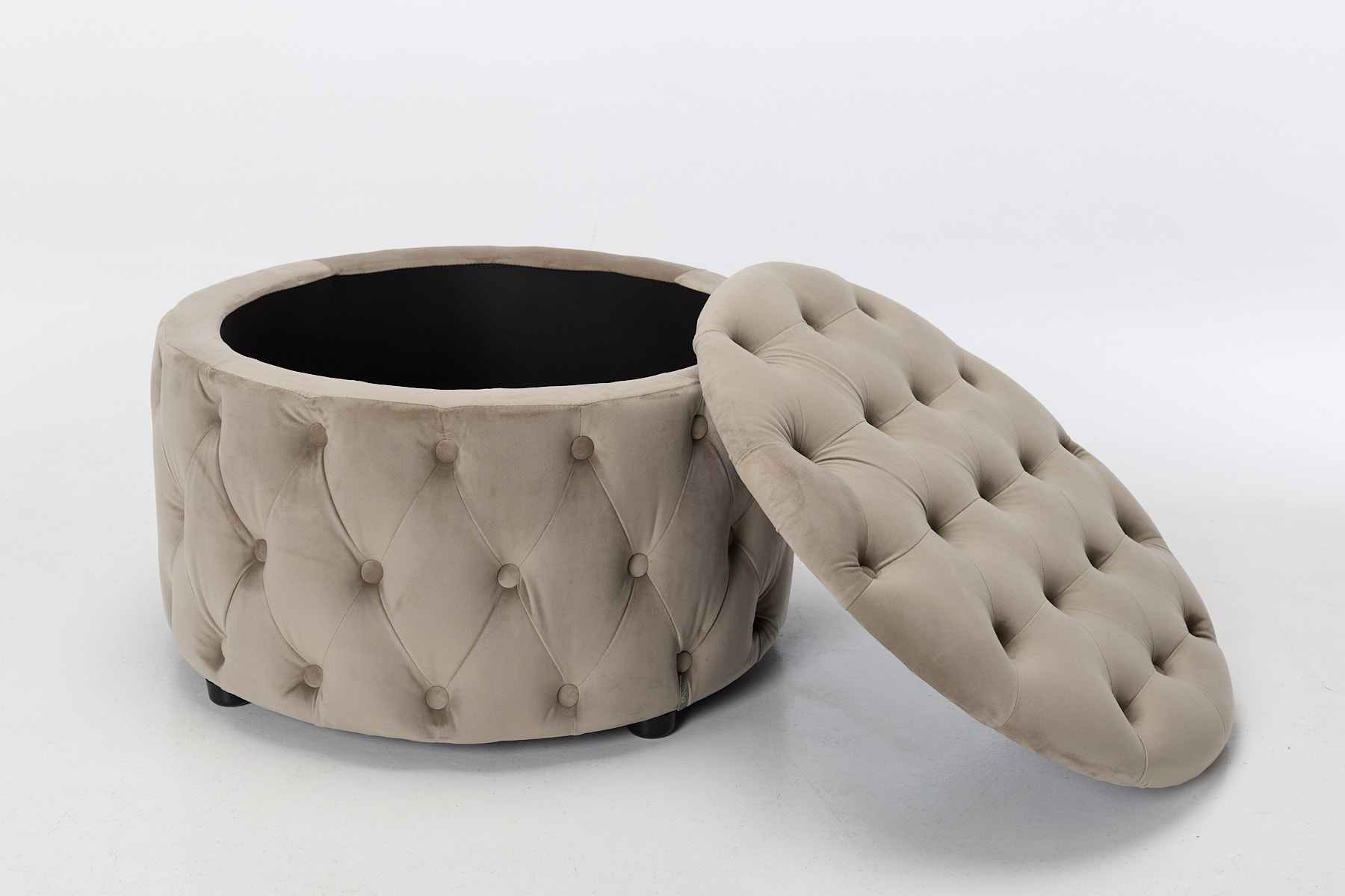 Sadie Storage Footstool - Mink Velvet