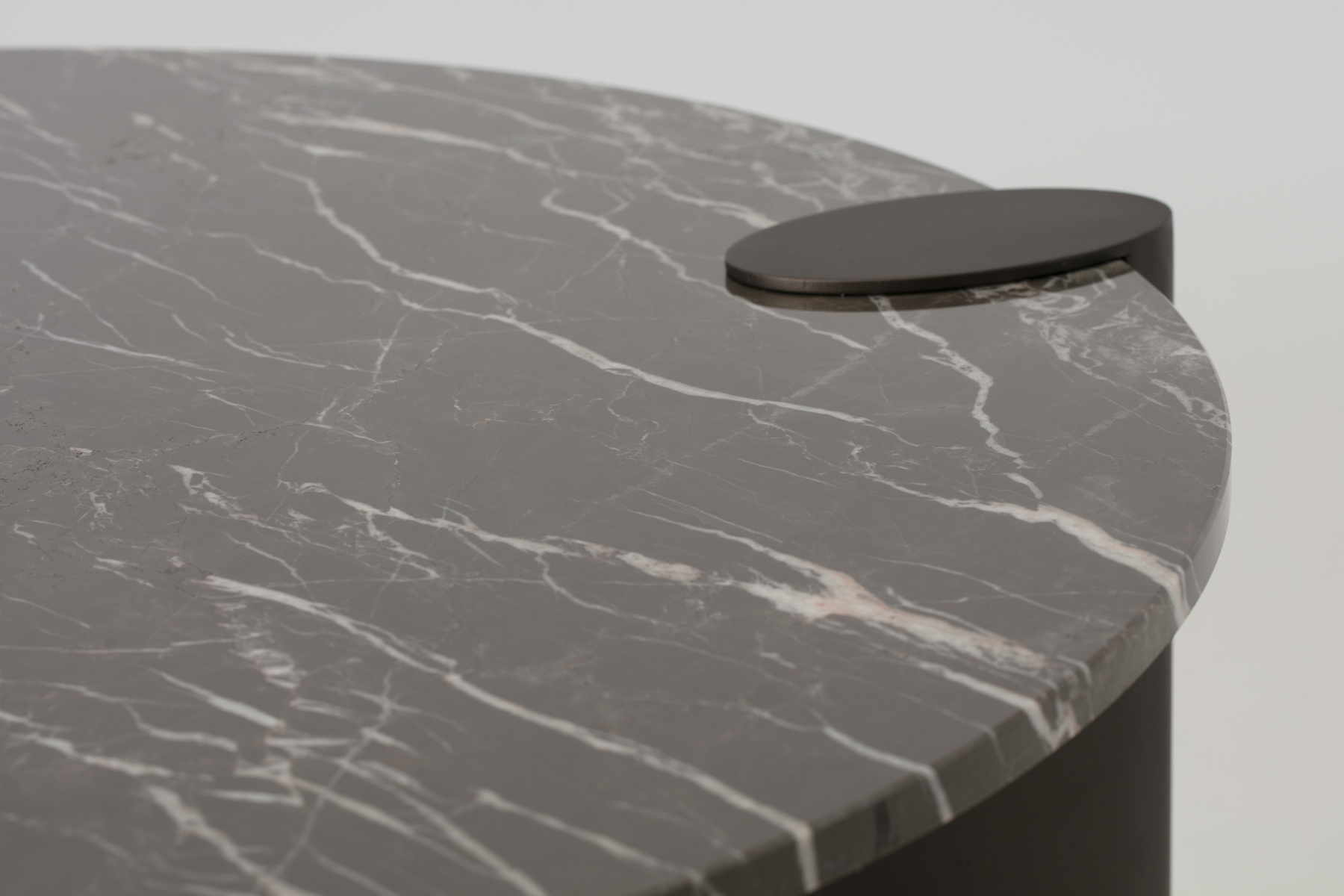 Round Coffee Table - 90cm Round Coffee Table, Dark Grey Marble Top with Metal Legs