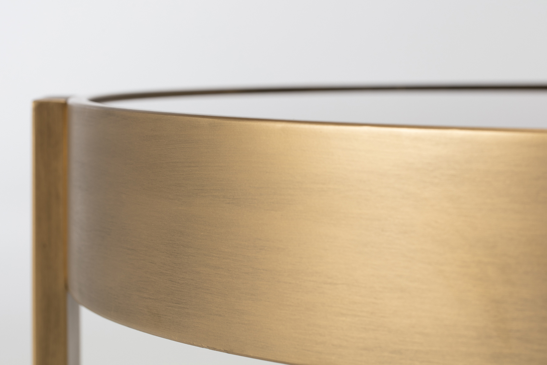 Round Coffee Table - 77cm Round Coffee Table, Amber Glass with Brass Effect Finish