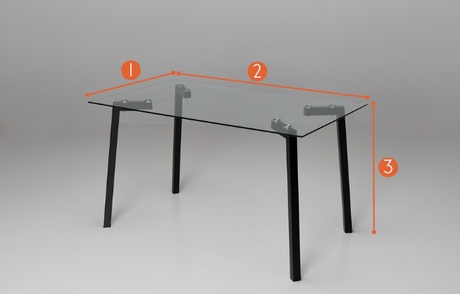 Alena 1.3m Glass Dining Table measurements