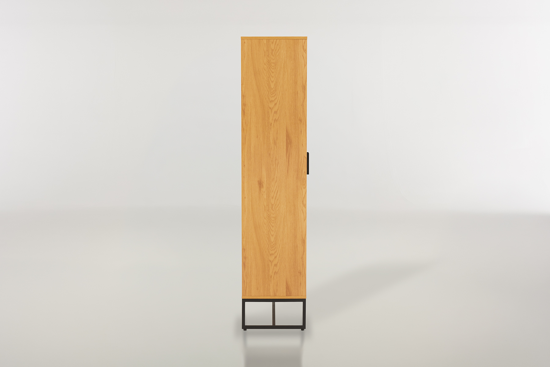 Edda Display Cabinet - 1.8m Tall Oak Effect Display Cabinet with Fluted Glass Doors