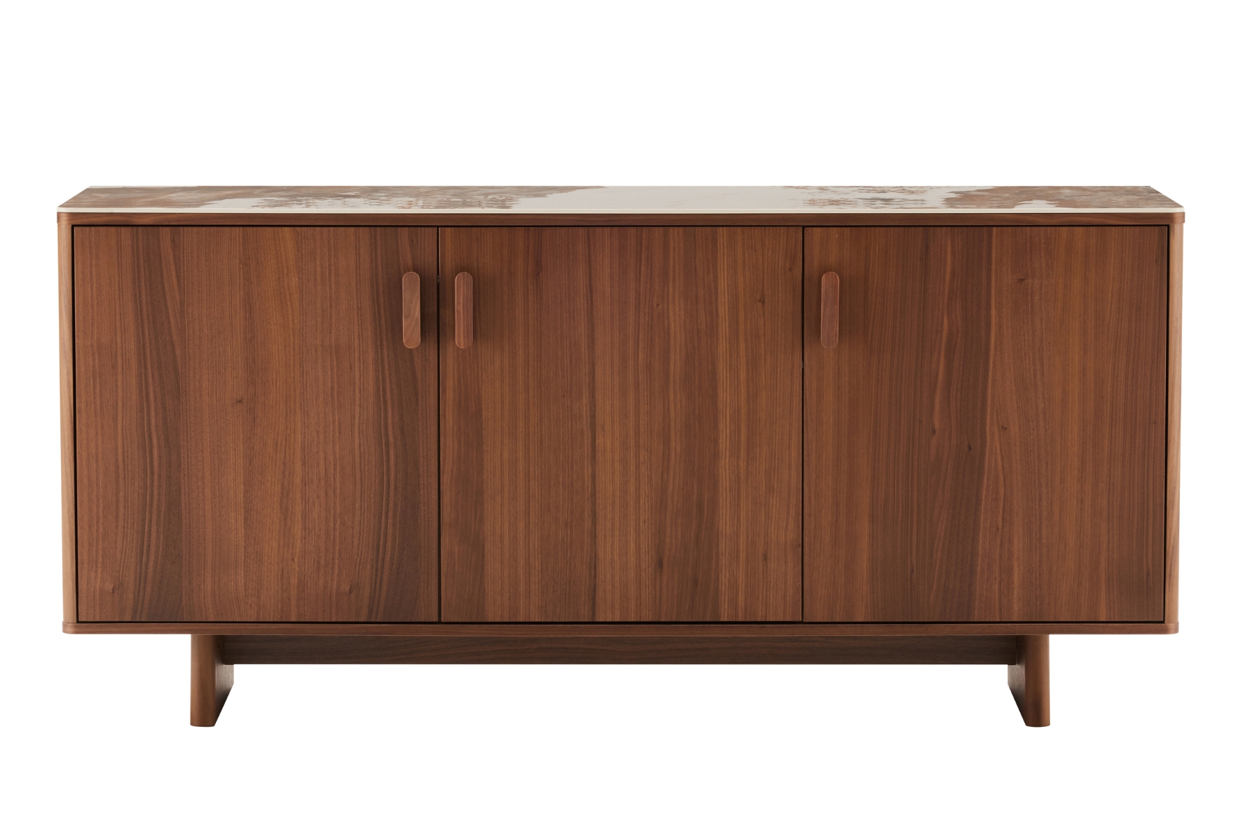 Sola Sideboard - 1.6m Walnut Veneer 3 Door Sideboard with Pandora Ceramic Top