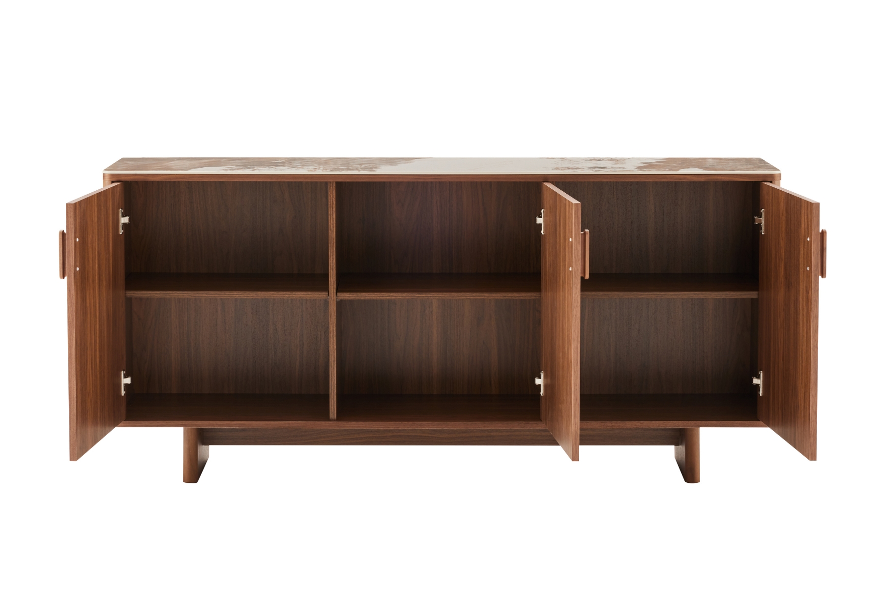 Sola Sideboard - 1.6m Walnut Veneer 3 Door Sideboard with Pandora Ceramic Top