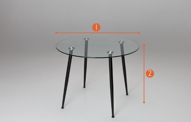 Vada 1m Glass Round Dining Table measurements