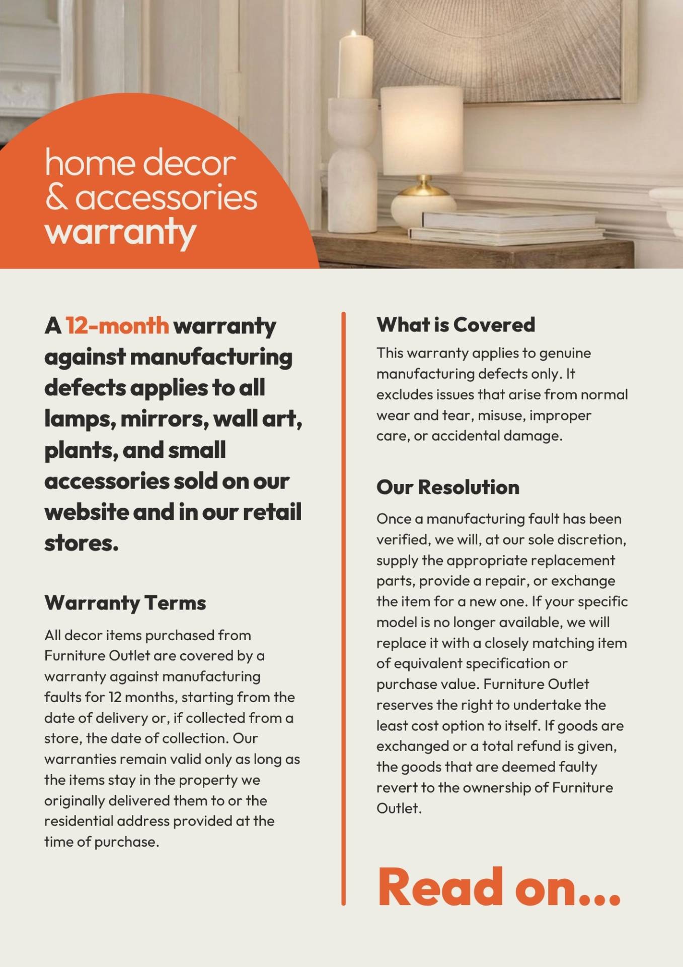 Furniture Outlet Home Decor & Accessories Warranty Cover Image