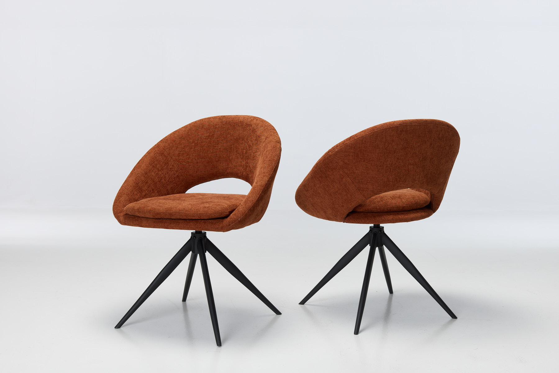Lucca Swivel Dining Chairs (Set of 2) - 360° Swivel Dining Chairs with Black Metal Legs, Copper Textured Woven Fabric (Set of 2)