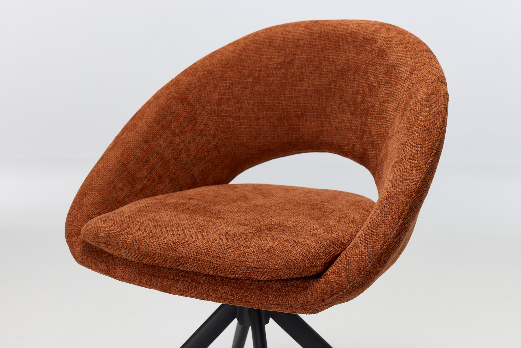 Lucca Swivel Dining Chairs (Set of 2) - 360° Swivel Dining Chairs with Black Metal Legs, Copper Textured Woven Fabric (Set of 2)