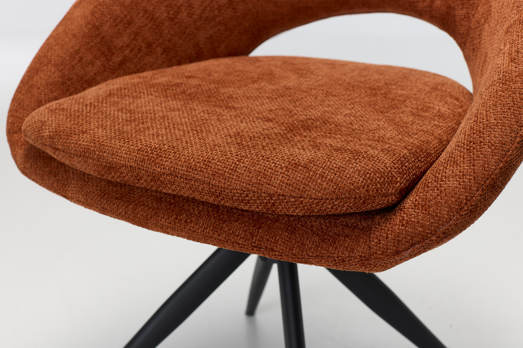 Lucca Swivel Dining Chairs (Set of 2) - 360° Swivel Dining Chairs with Black Metal Legs, Copper Textured Woven Fabric (Set of 2)