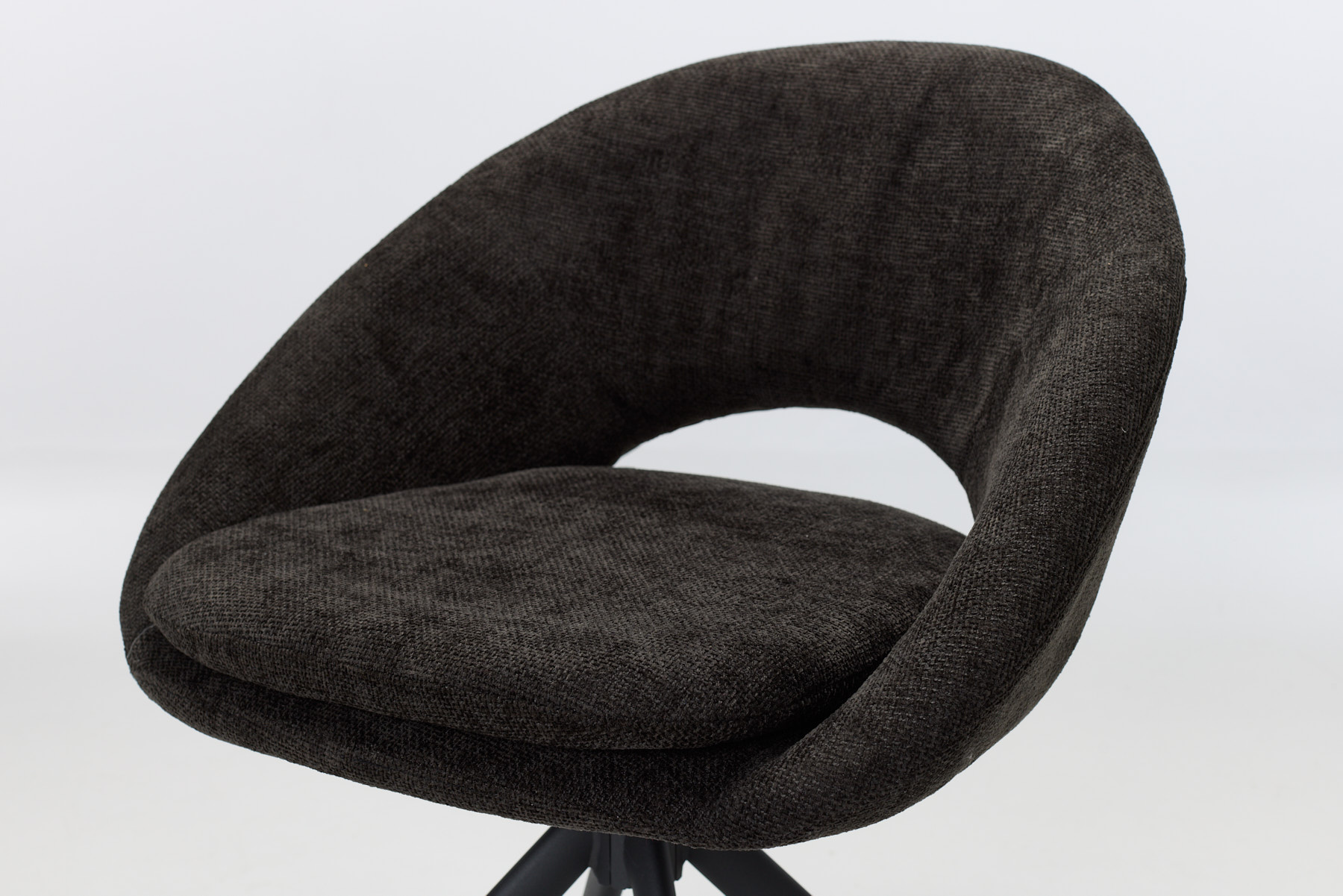 Lucca Swivel Dining Chairs (Set of 2) - 360° Swivel Dining Chairs with Black Metal Legs, Dark Grey Textured Woven Fabric (Set of 2)