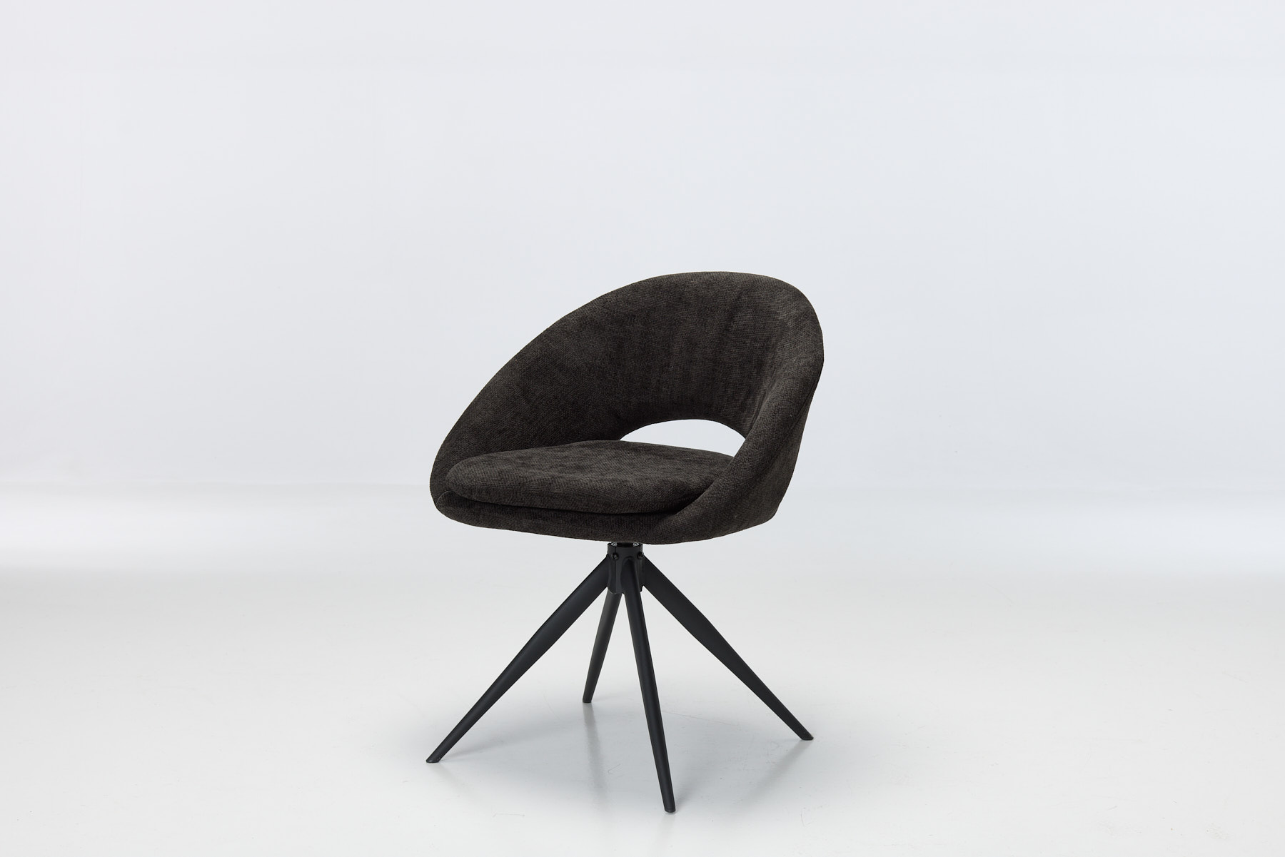 Lucca Swivel Dining Chairs (Set of 2) - 360° Swivel Dining Chairs with Black Metal Legs, Dark Grey Textured Woven Fabric (Set of 2)