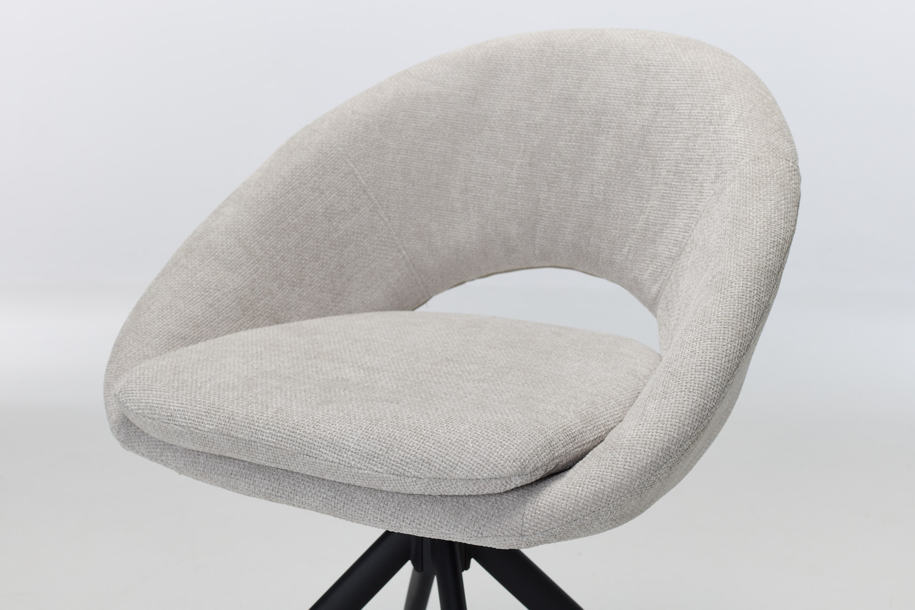 Lucca Swivel Dining Chairs (Set of 2) - 360° Swivel Dining Chairs with Black Metal Legs, Ivory Textured Woven Fabric (Set of 2)