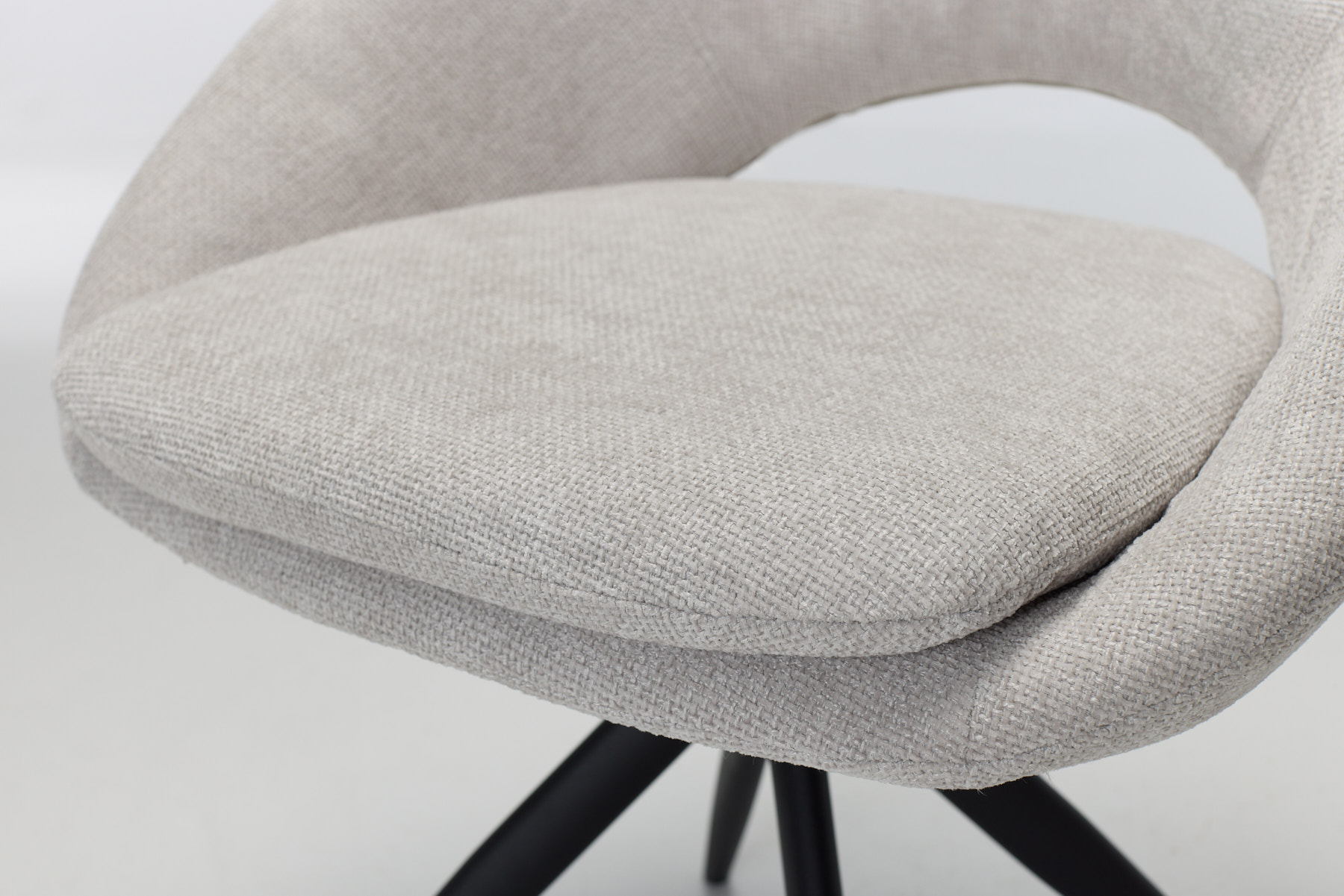 Lucca Swivel Dining Chairs (Set of 2) - 360° Swivel Dining Chairs with Black Metal Legs, Ivory Textured Woven Fabric (Set of 2)