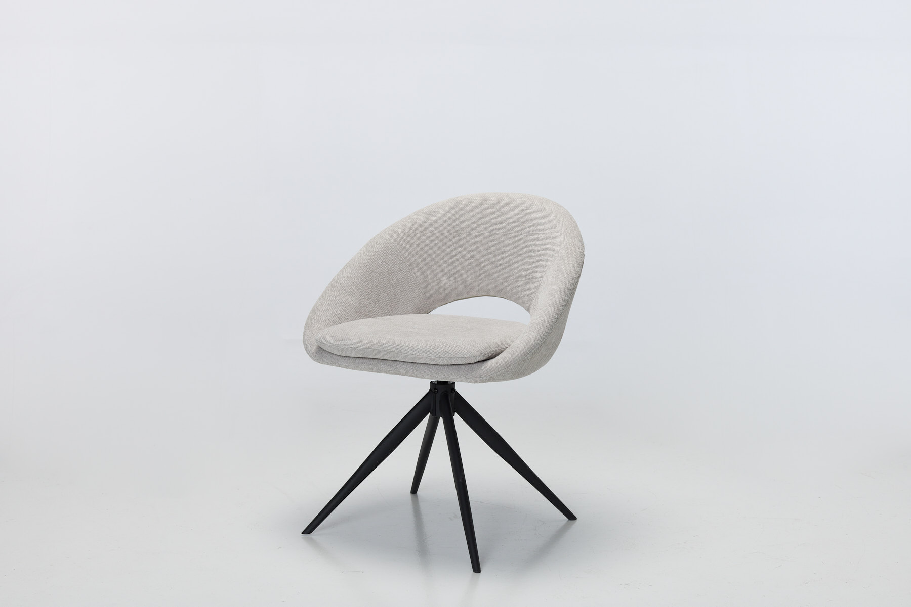 Lucca Swivel Dining Chairs (Set of 2) - 360° Swivel Dining Chairs with Black Metal Legs, Ivory Textured Woven Fabric (Set of 2)