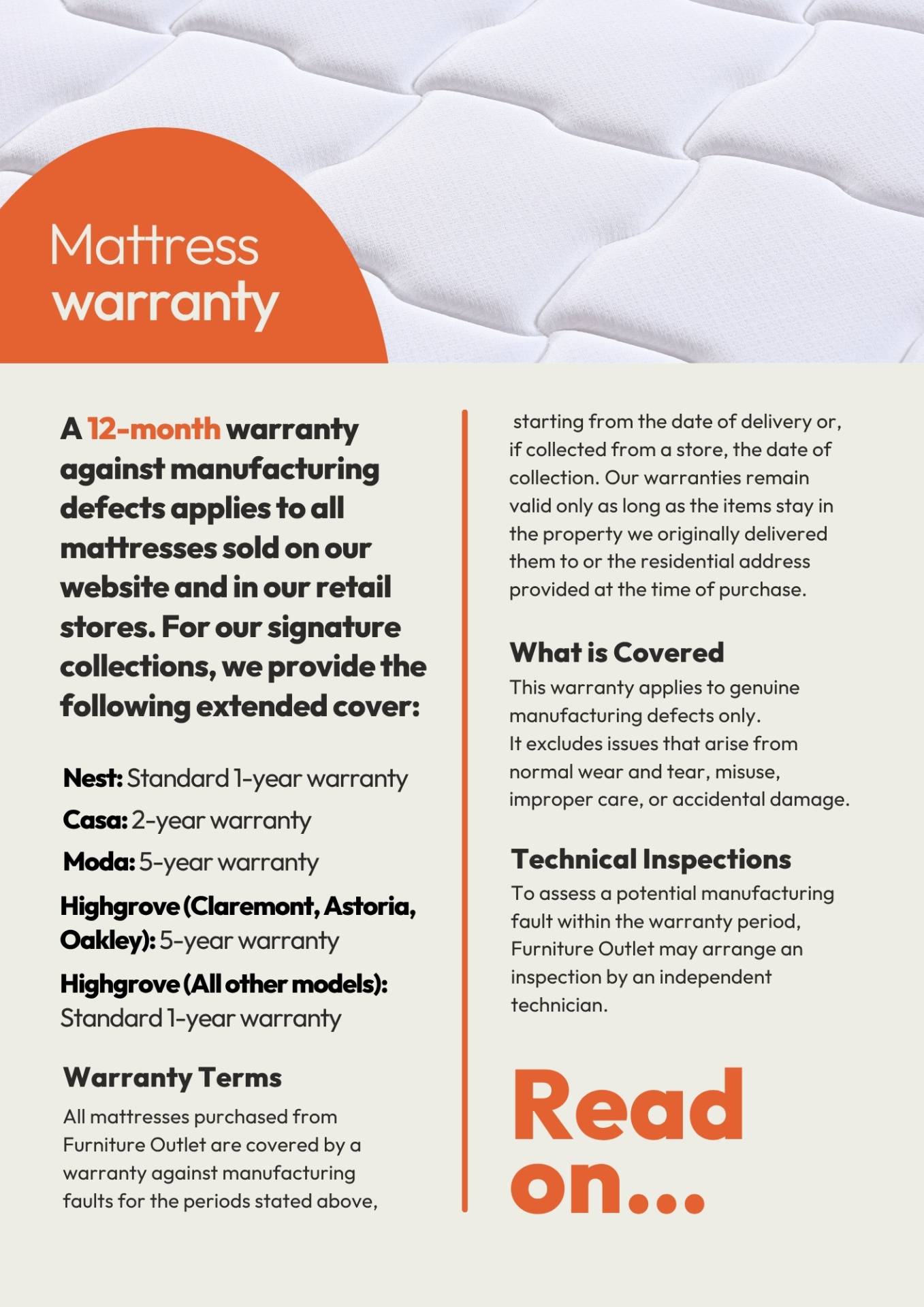 Furniture Outlet Mattress Warranty Cover Image