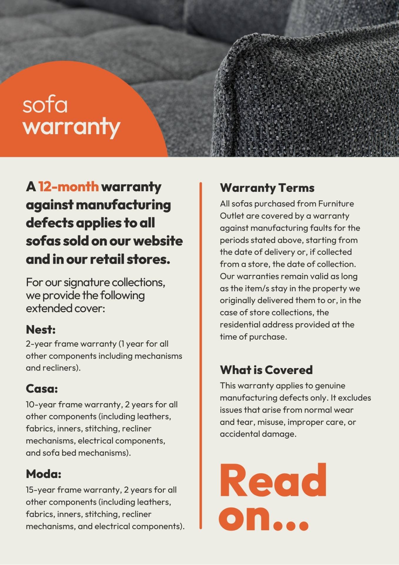 Furniture Outlet Sofa Warranty Cover Image
