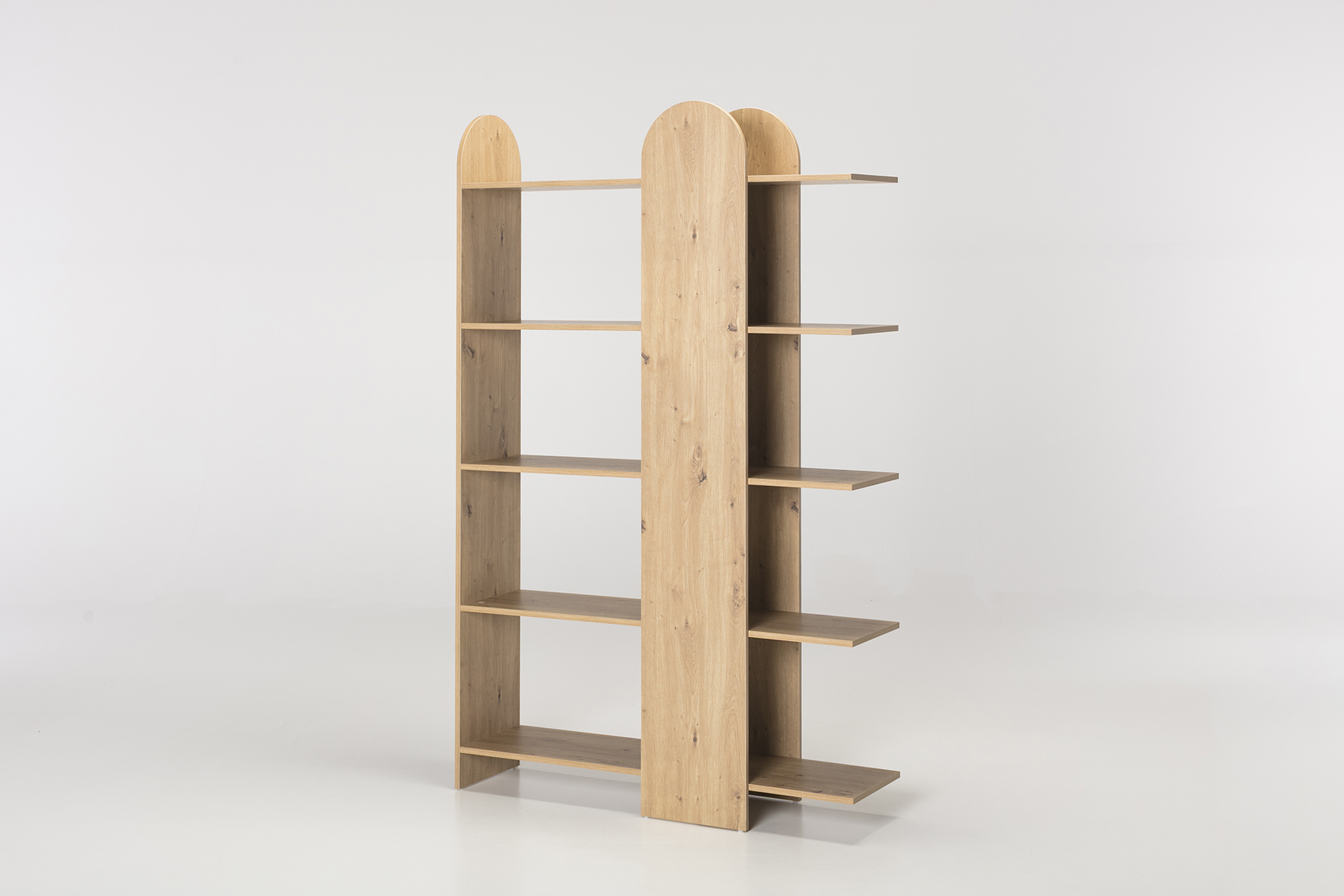 Thyra Bookshelf - 1.88m Tall Oak Effect Bookshelf with Geometric Shelving