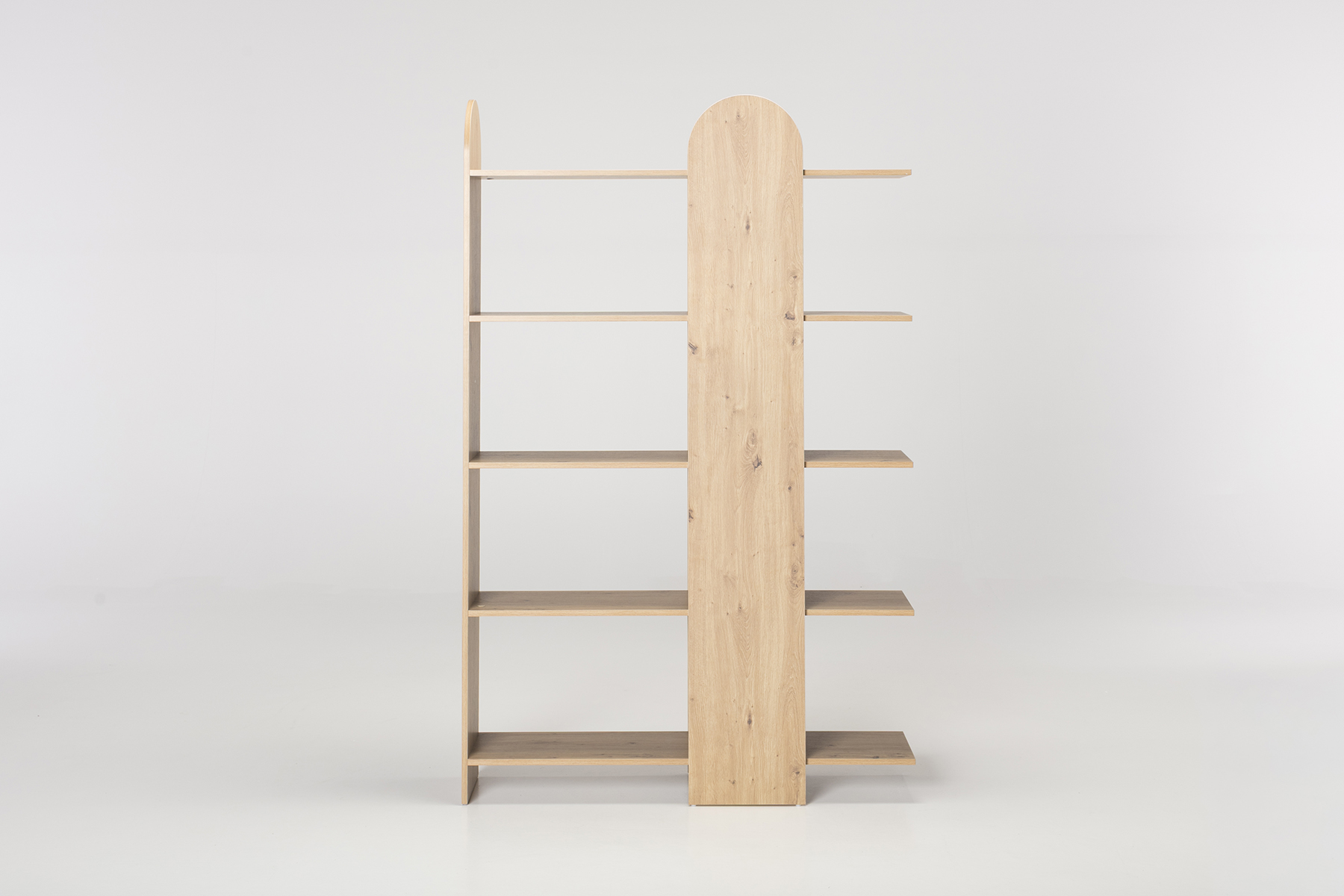 Thyra Bookshelf - 1.88m Tall Oak Effect Bookshelf with Geometric Shelving