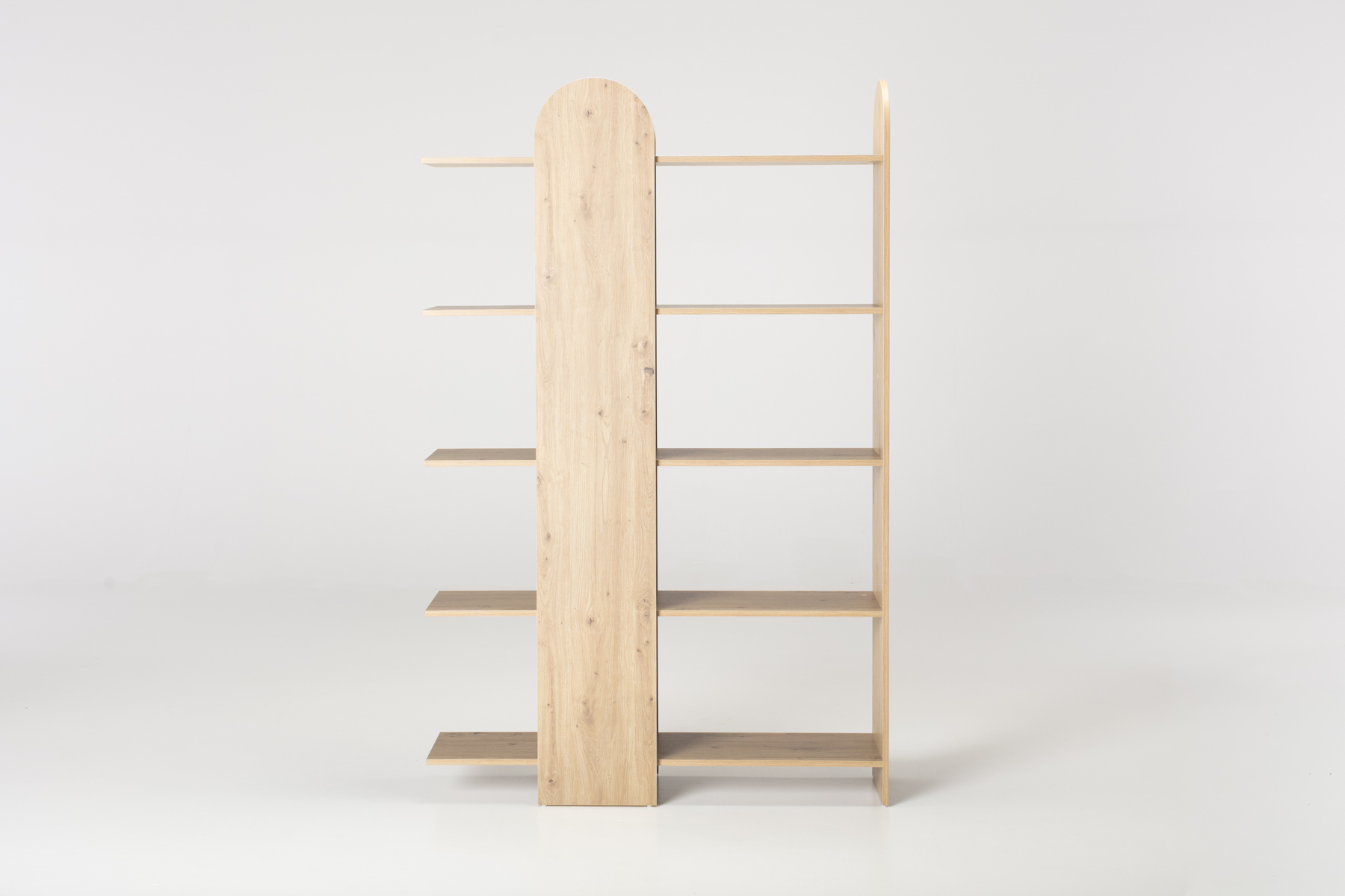Thyra Bookshelf - 1.88m Tall Oak Effect Bookshelf with Geometric Shelving