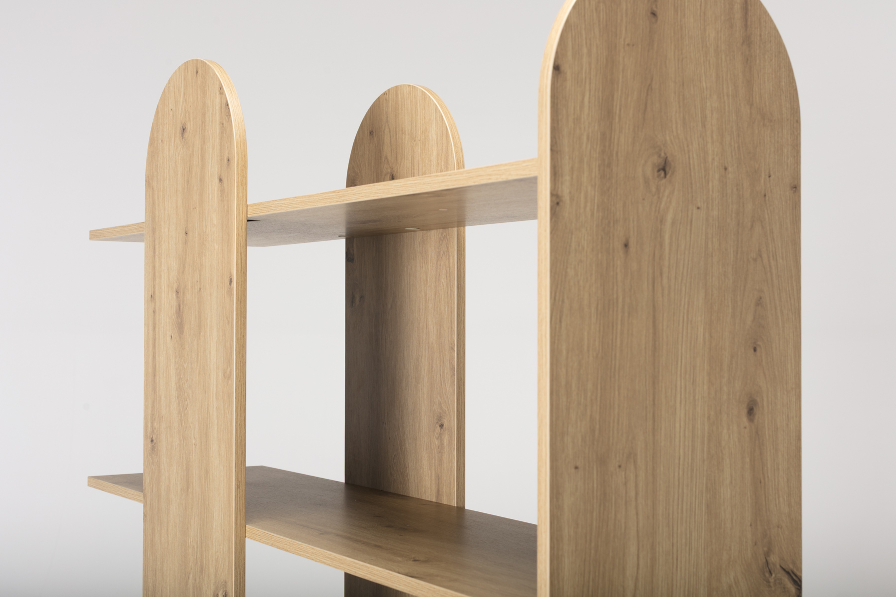 Thyra Bookshelf - 1.88m Tall Oak Effect Bookshelf with Geometric Shelving