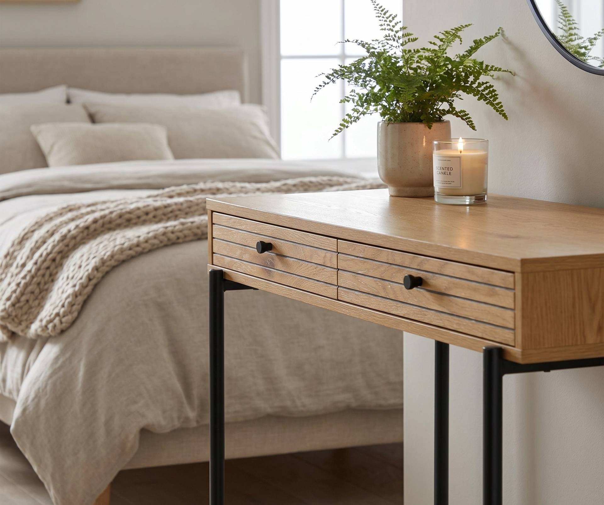 Elegant vanity dressing tables with mirrors and drawers for bedroom storage