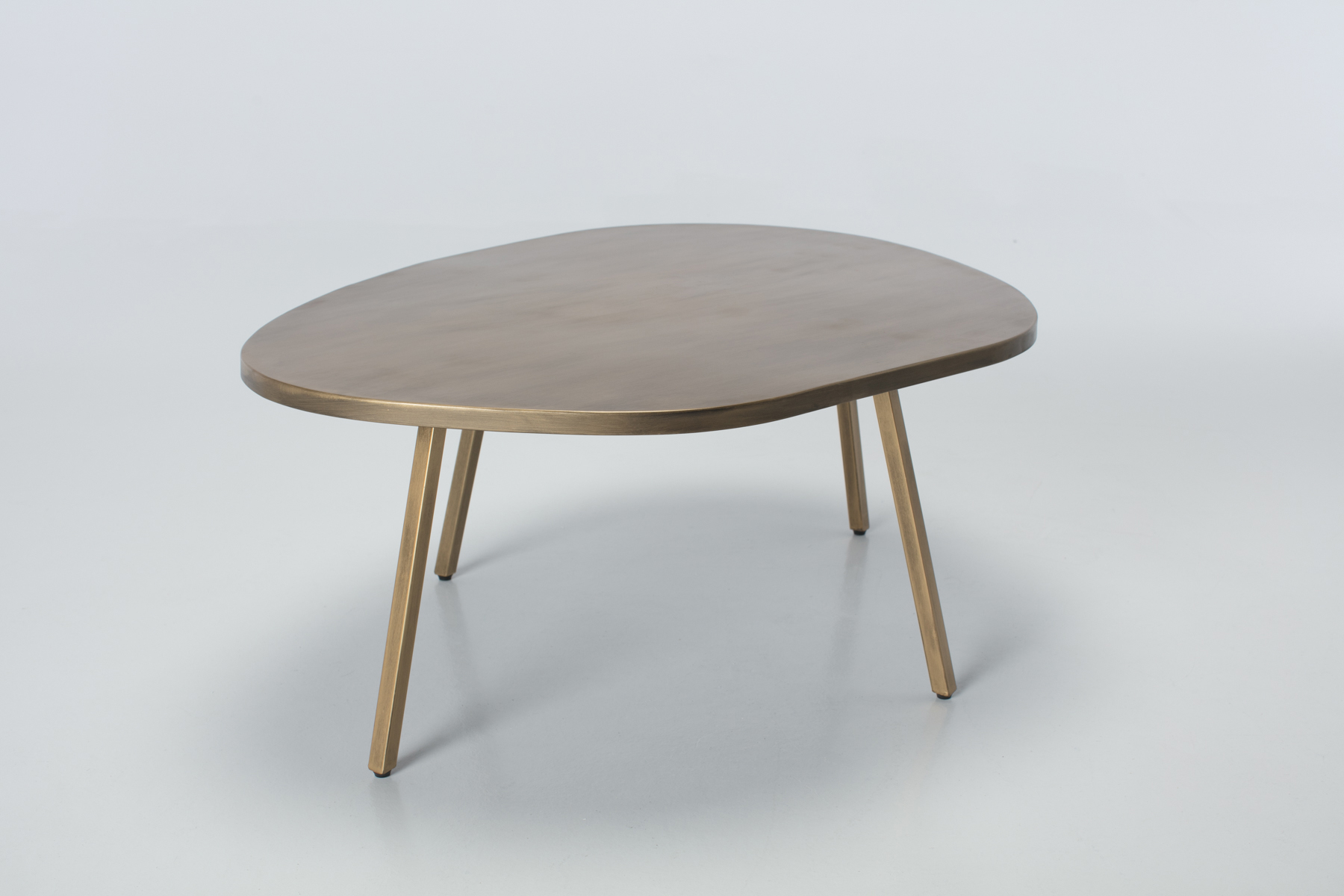 Coffee Table - 99.5cm Brushed Brass Irregular Top Coffee Table