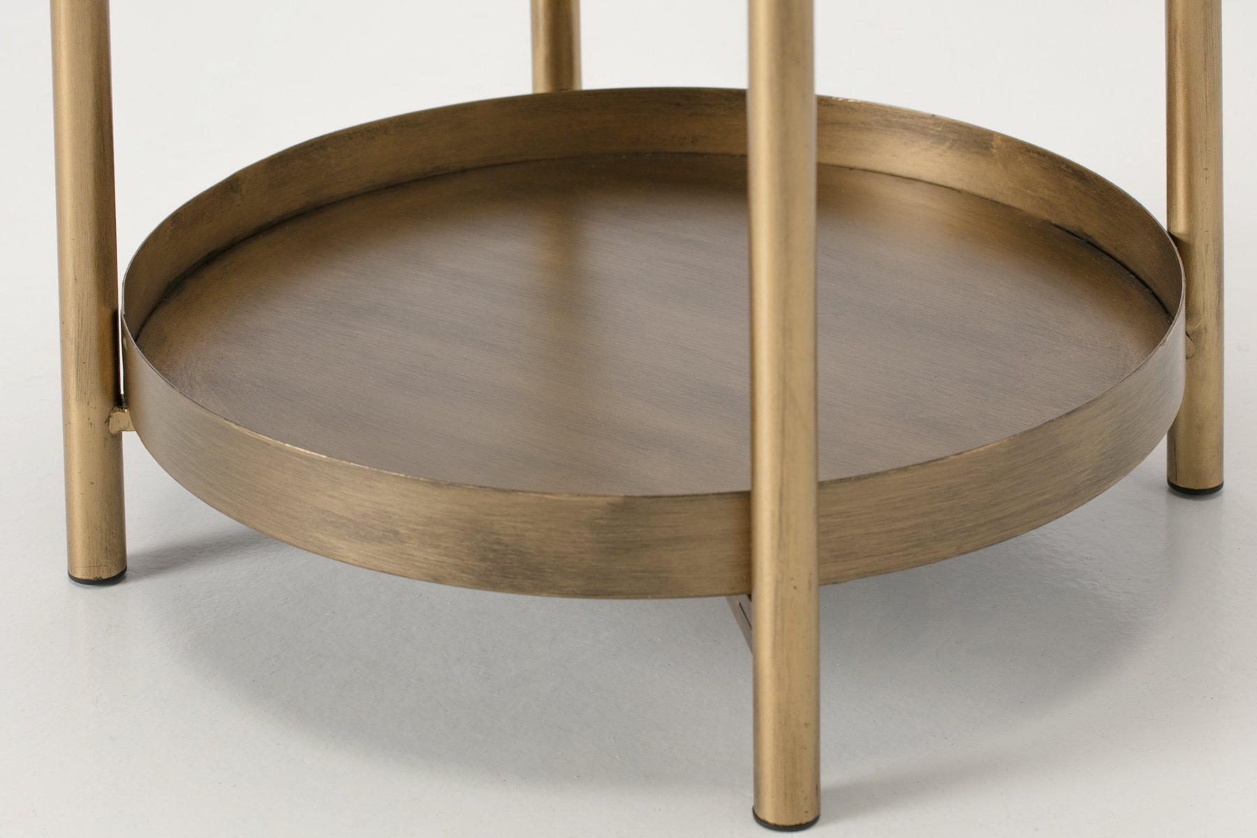 Side Table - White Marble & Brass Tiered Round Side Table, 50cm High
