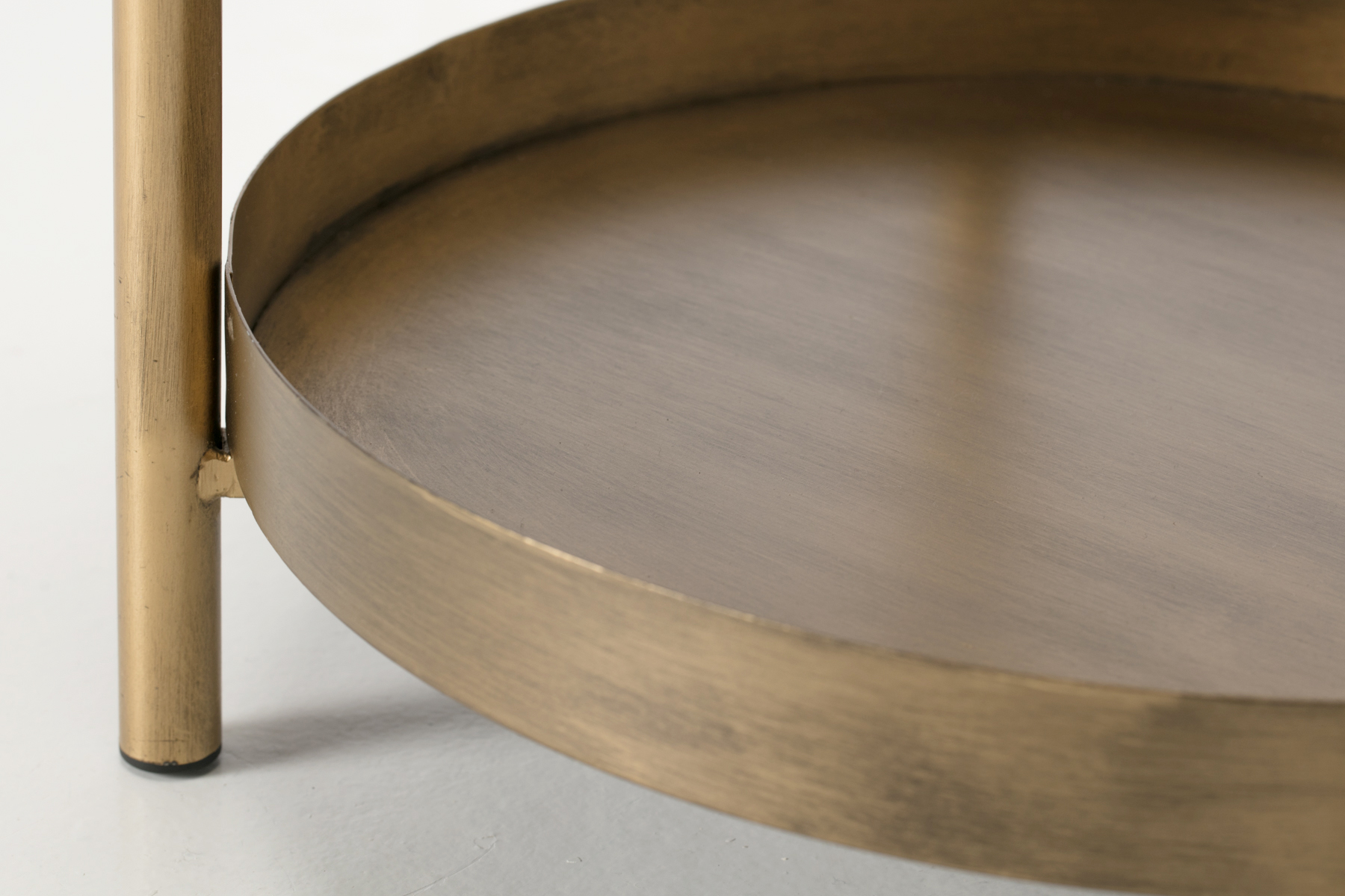 Side Table - White Marble & Brass Tiered Round Side Table, 50cm High