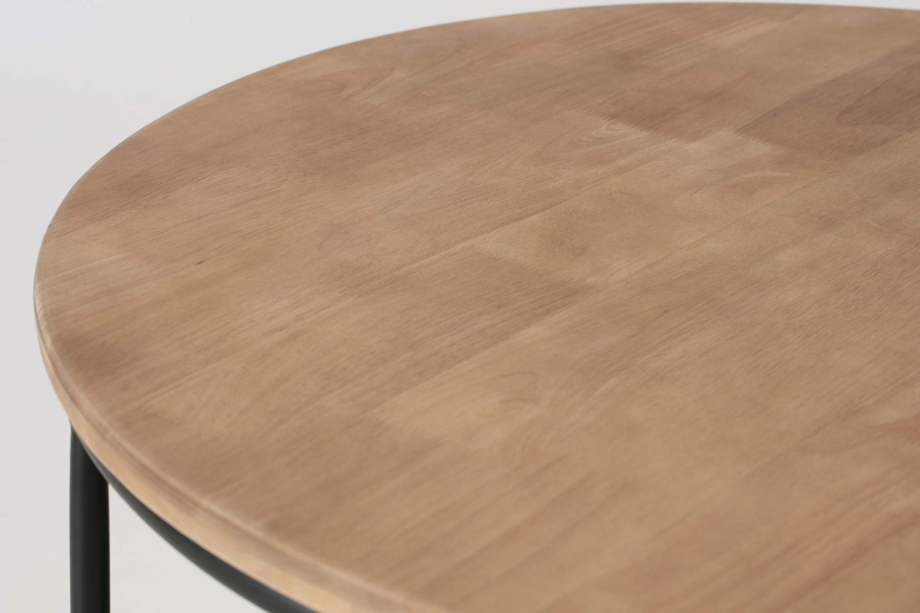 Coffee Table - 81cm Round Coffee Table with Wood Top & Metal Lower Tray Shelf