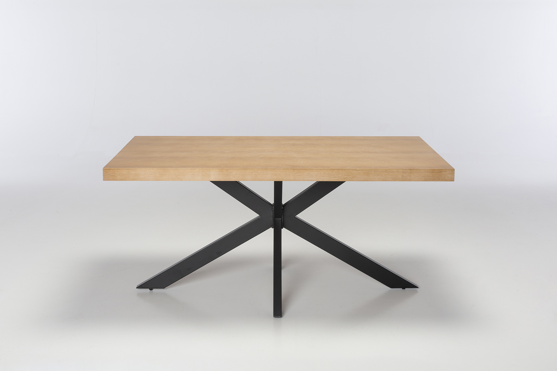 Juniper Dining Table - 1.6m Washed Oak Veneer Dining Table with Black Metal Base